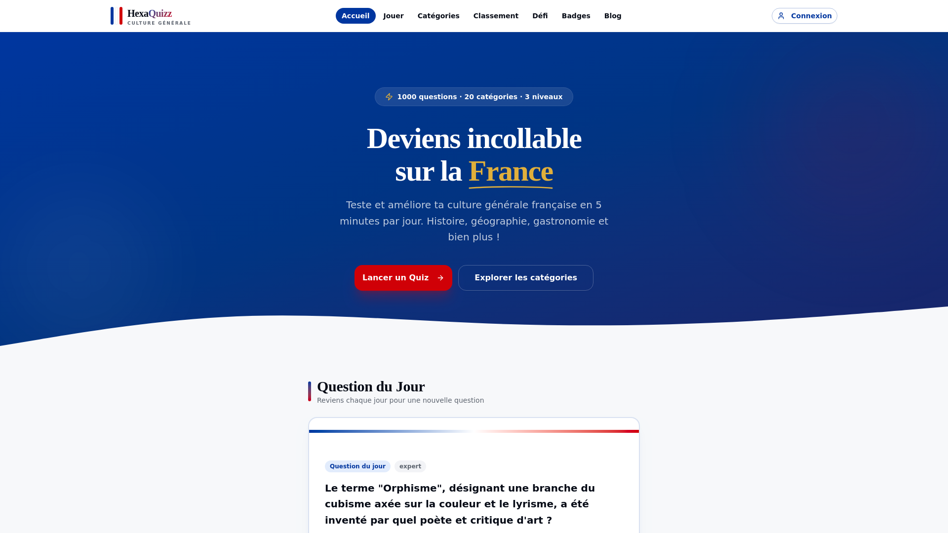 website screenshot of https://hexa-quiz.com/