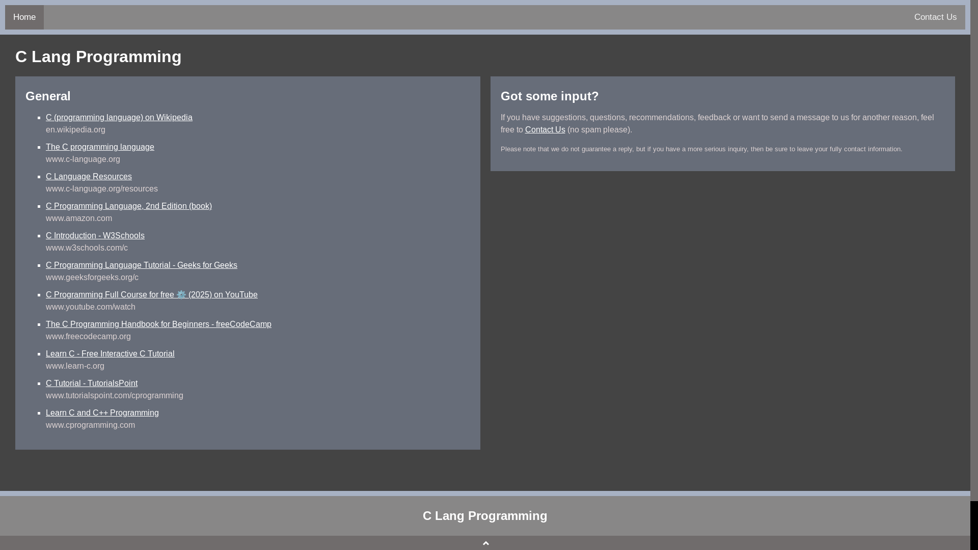 website screenshot of https://clangprogramming.com/