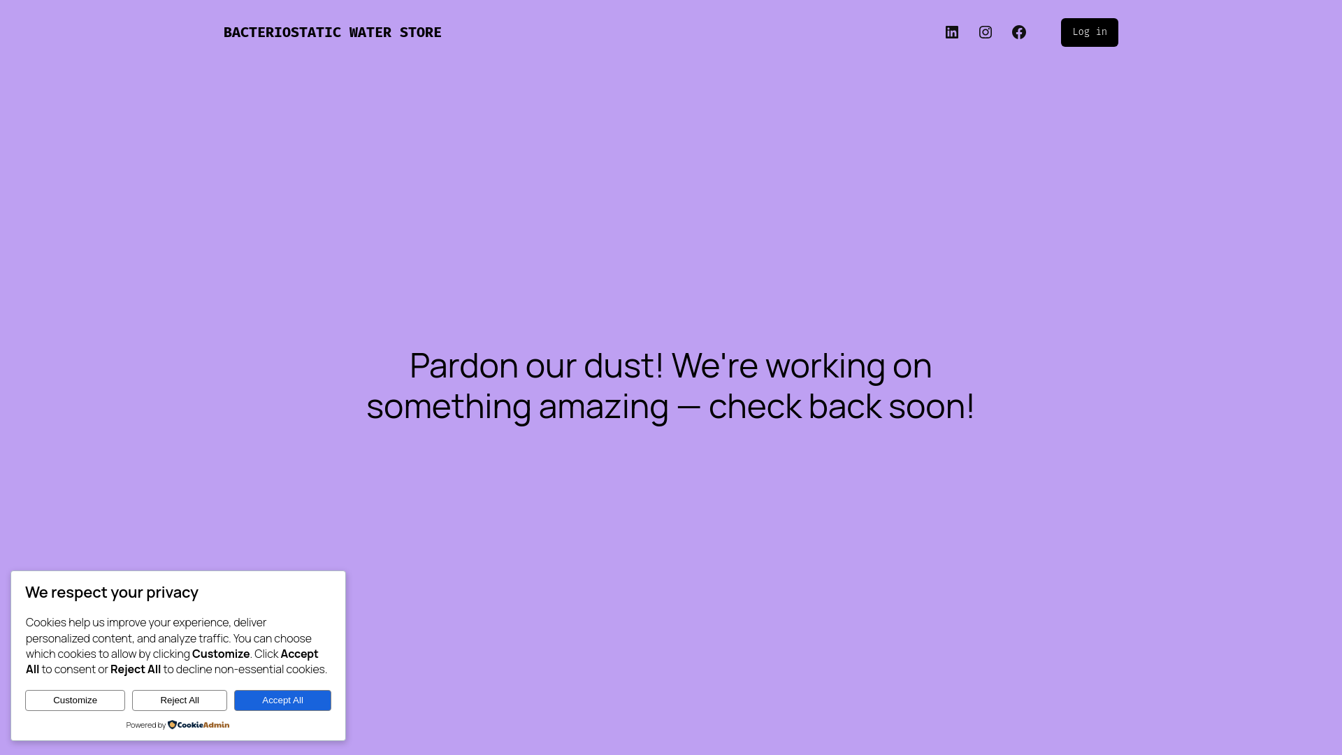 website screenshot of https://bacwaterstore.co/