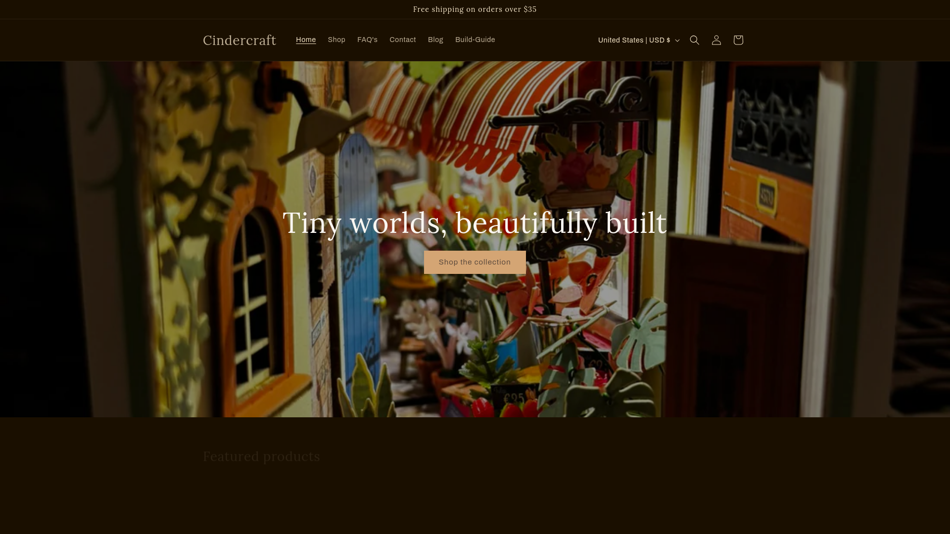 website screenshot of https://cindercraft.store/