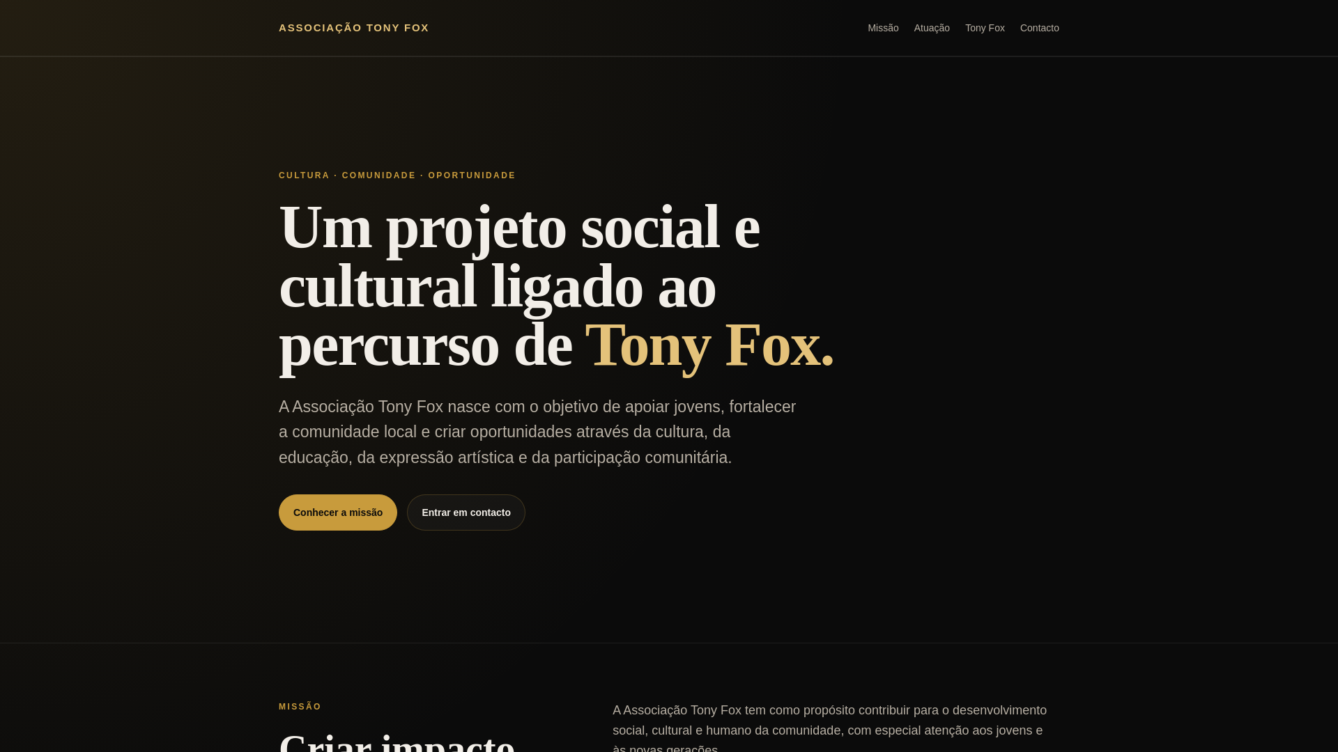 website screenshot of https://associacaotonyfox.pt/