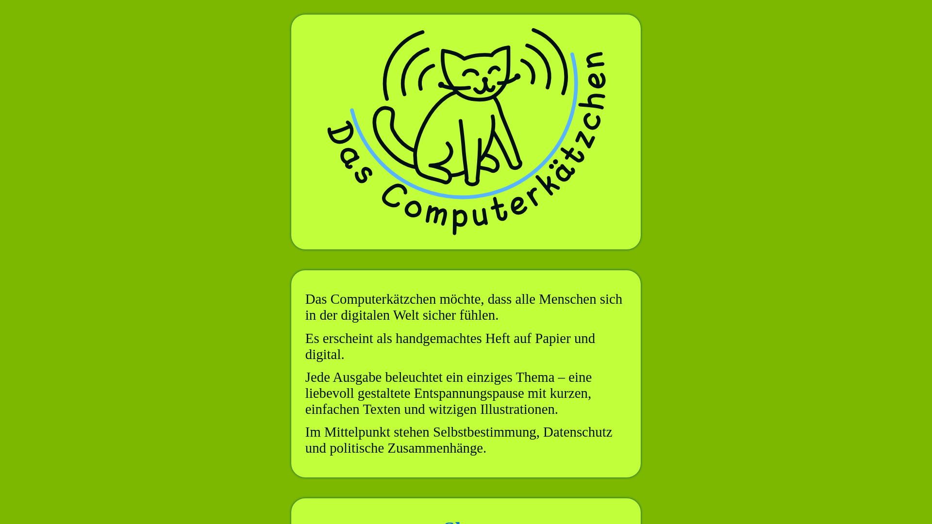 website screenshot of https://computerkaetzchen.de/