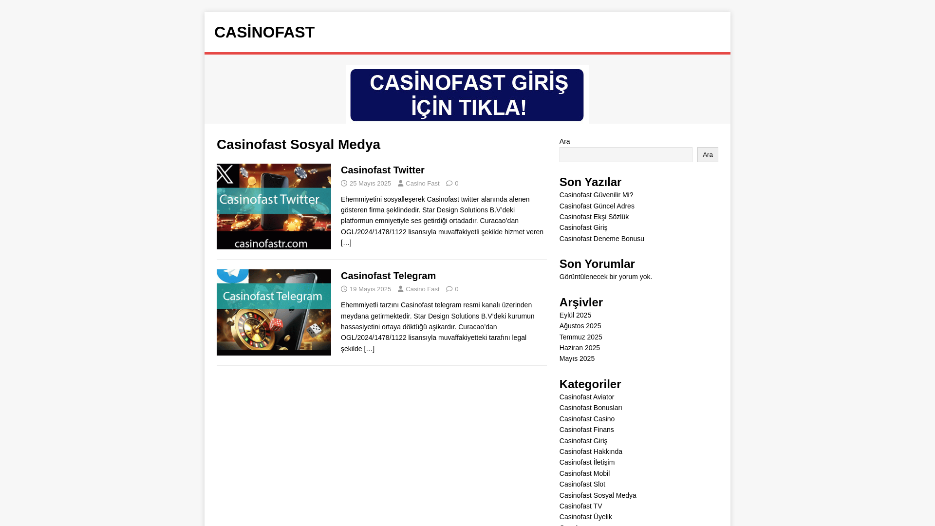 website screenshot of https://casinofastr.com/category/casinofast-sosyal-medya/