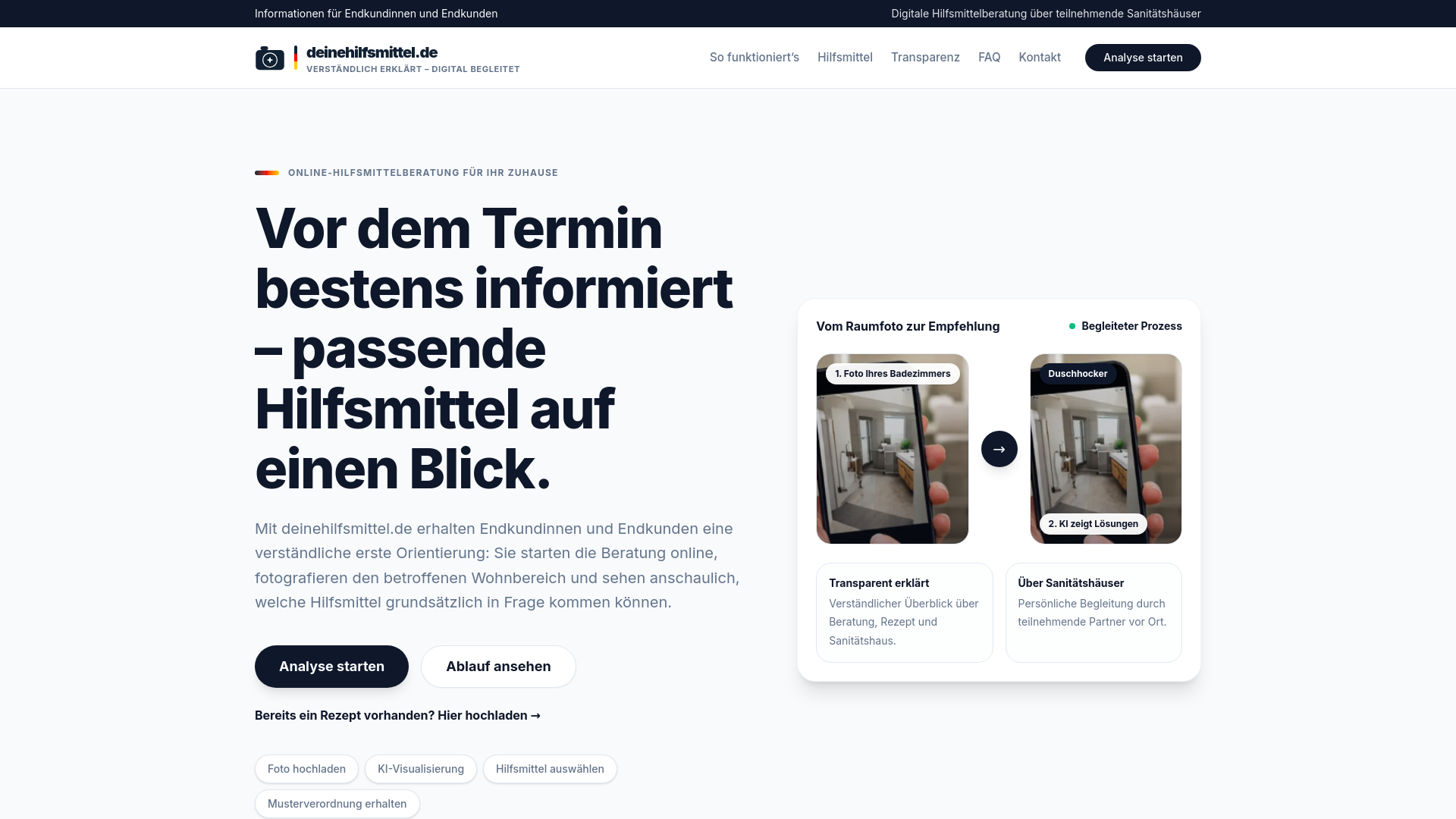 website screenshot of https://deinehilfsmittel.eu/