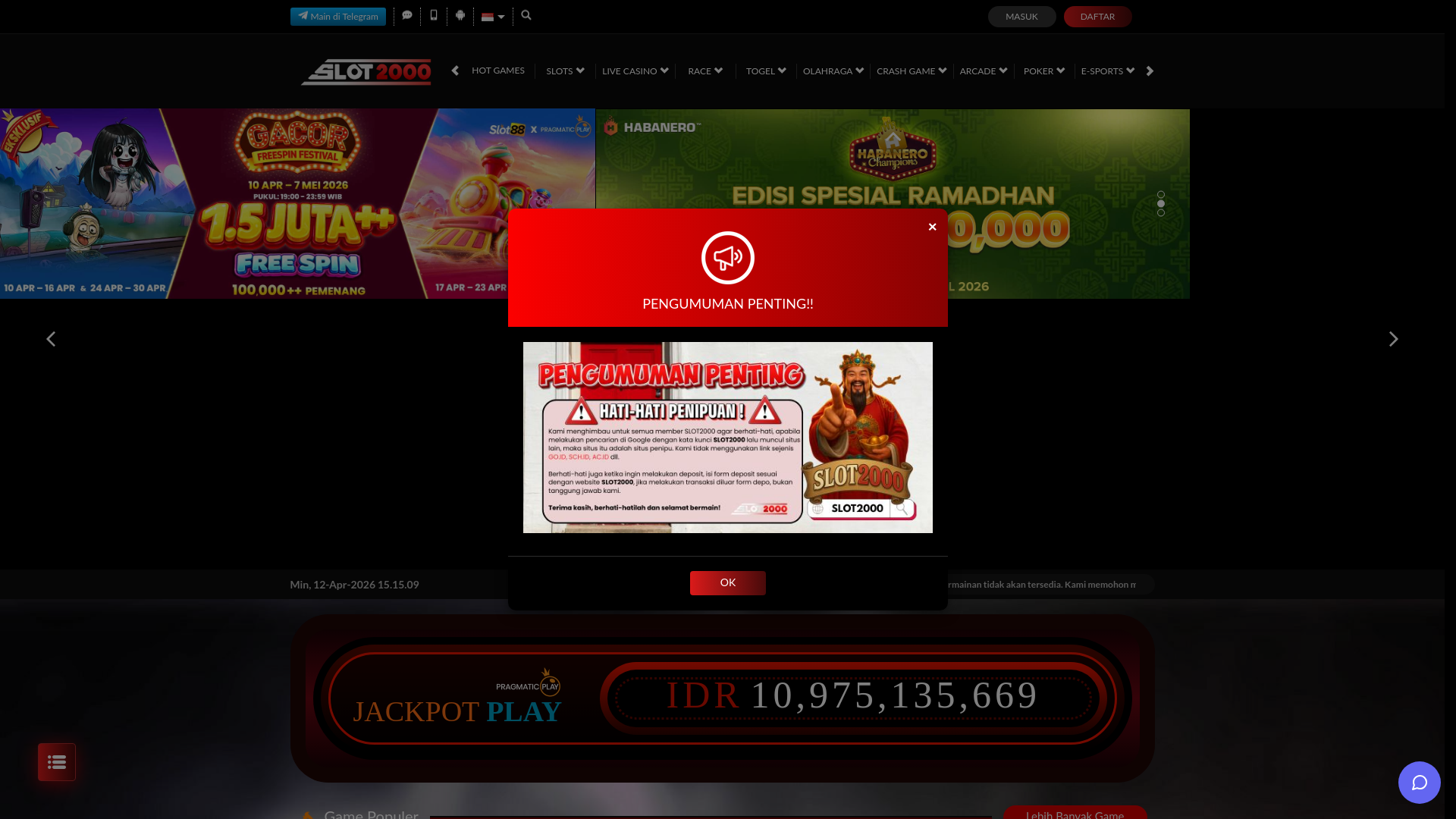 website screenshot of https://slot2000bi.com/