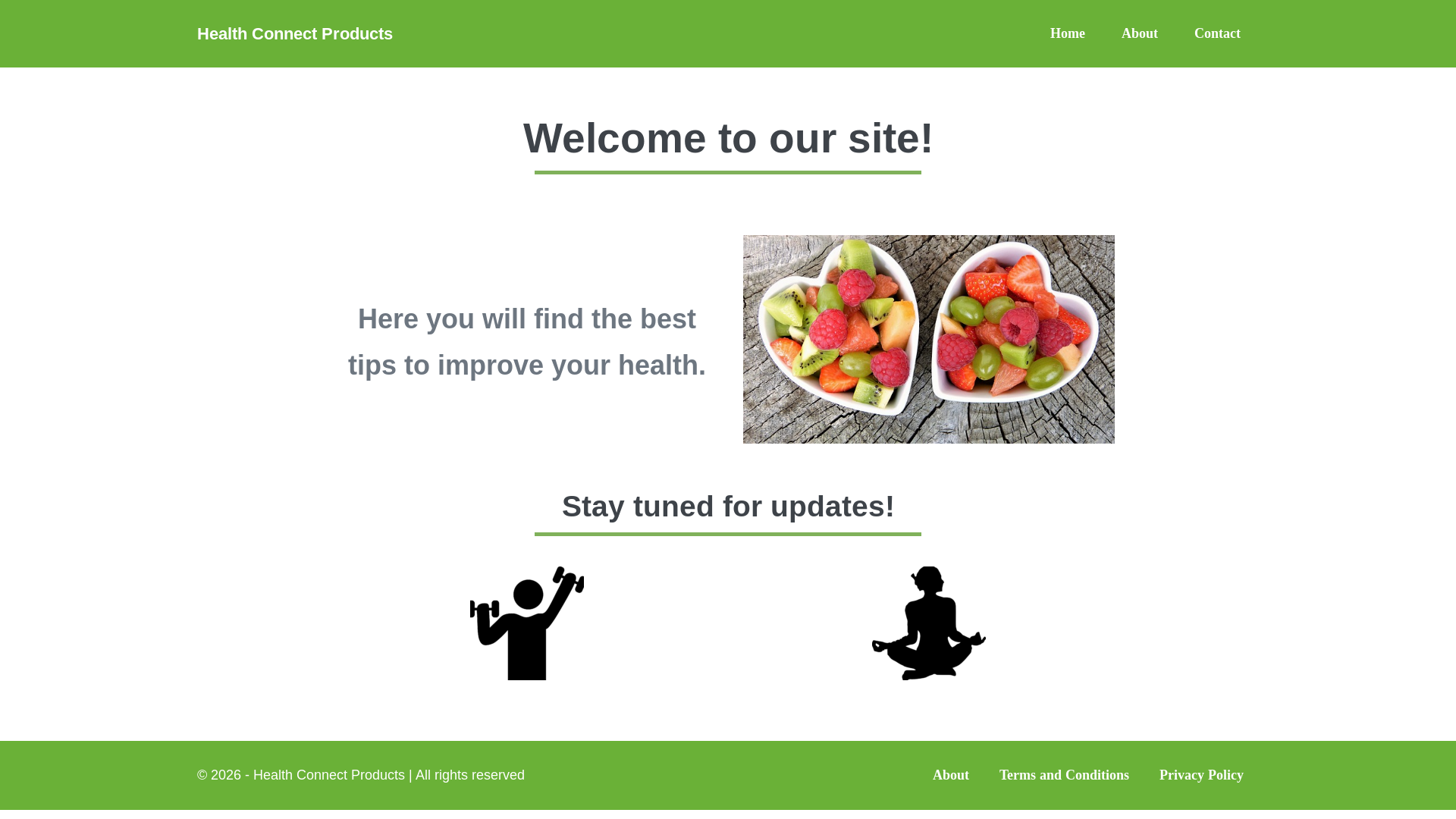 website screenshot of https://healthconnectproducts.com/