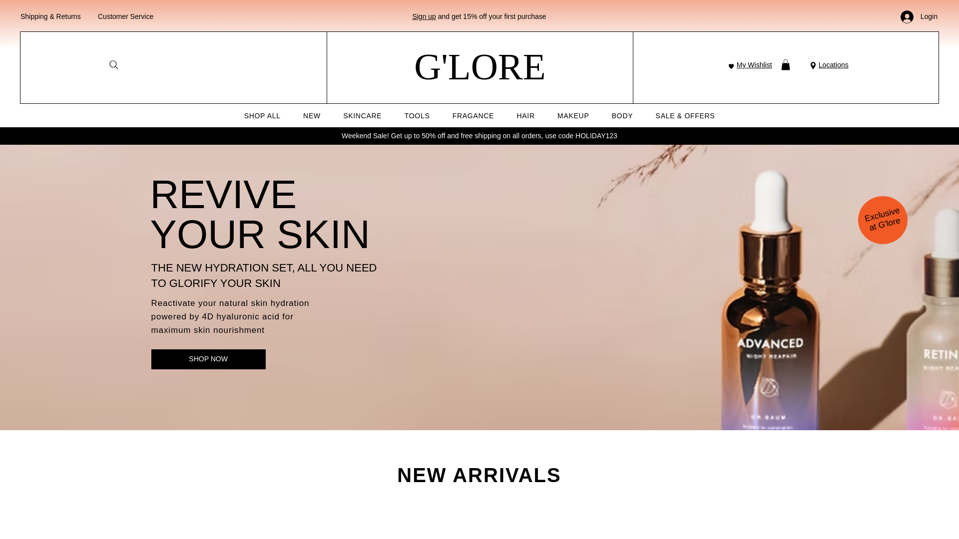website screenshot of https://elevatebeautyshop.net/