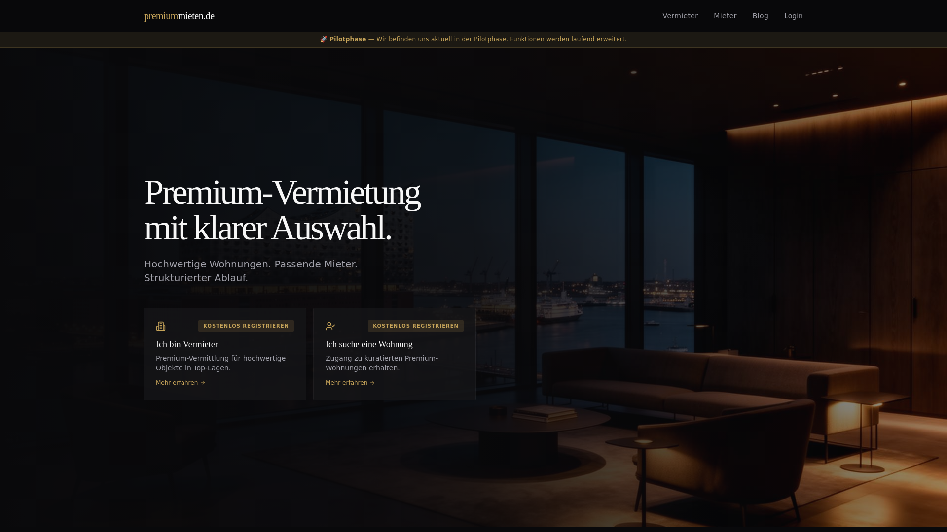 website screenshot of https://premiummieten.de/