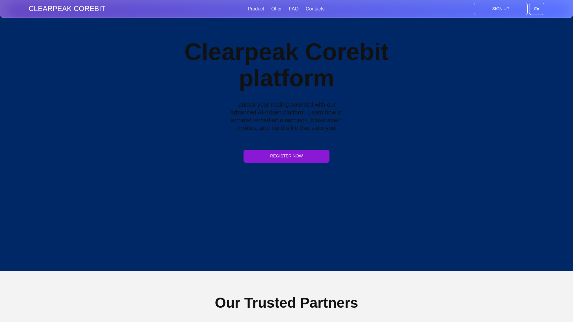 website screenshot of https://clearpeak-corebit.com/