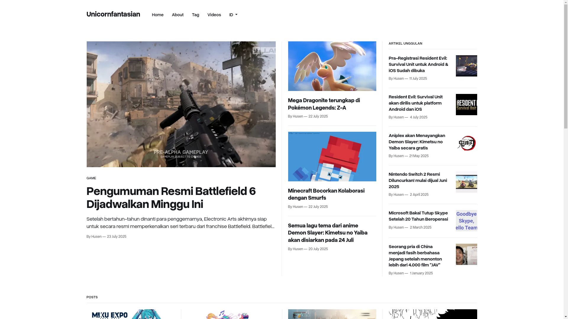 website screenshot of https://unicornfantasian.com/