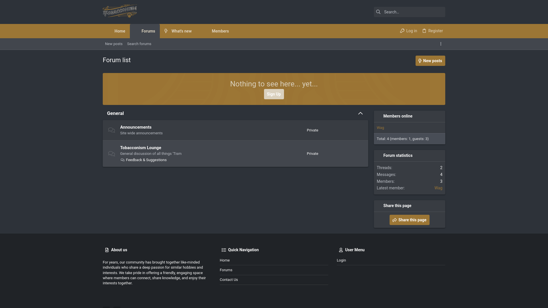 website screenshot of https://tobacconism.fun/