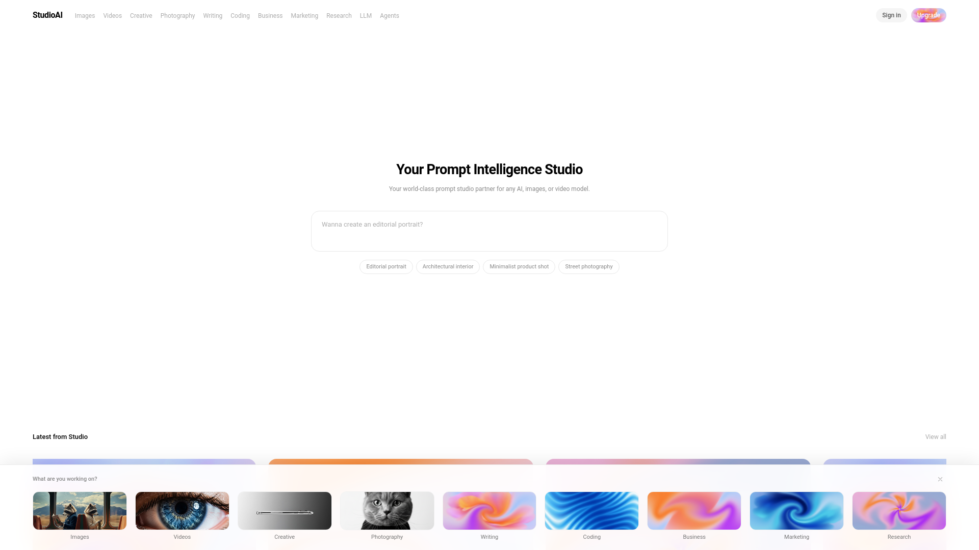 website screenshot of https://promptingstudioai.com/