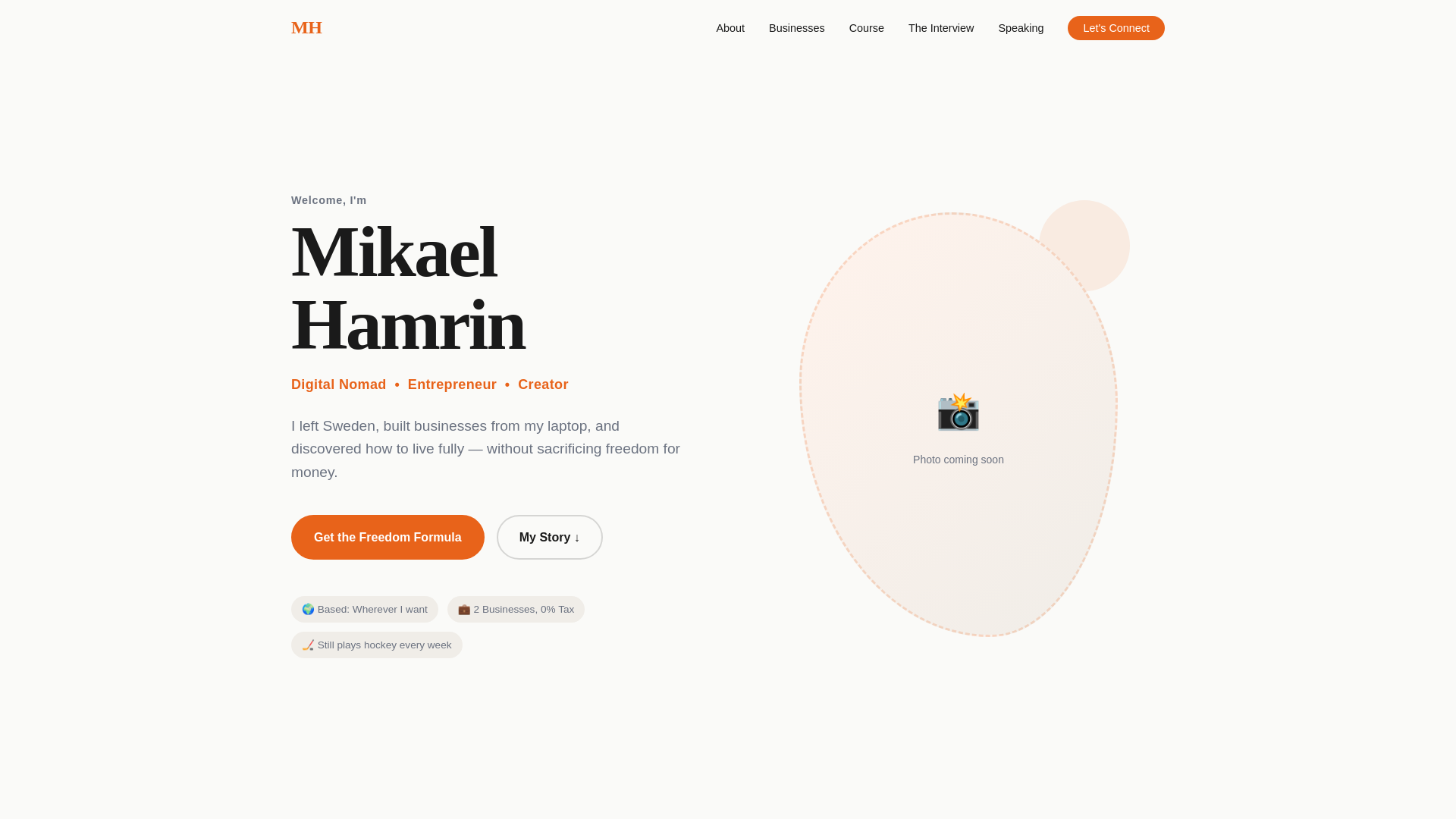 website screenshot of https://mikaelhamrin.pages.dev/