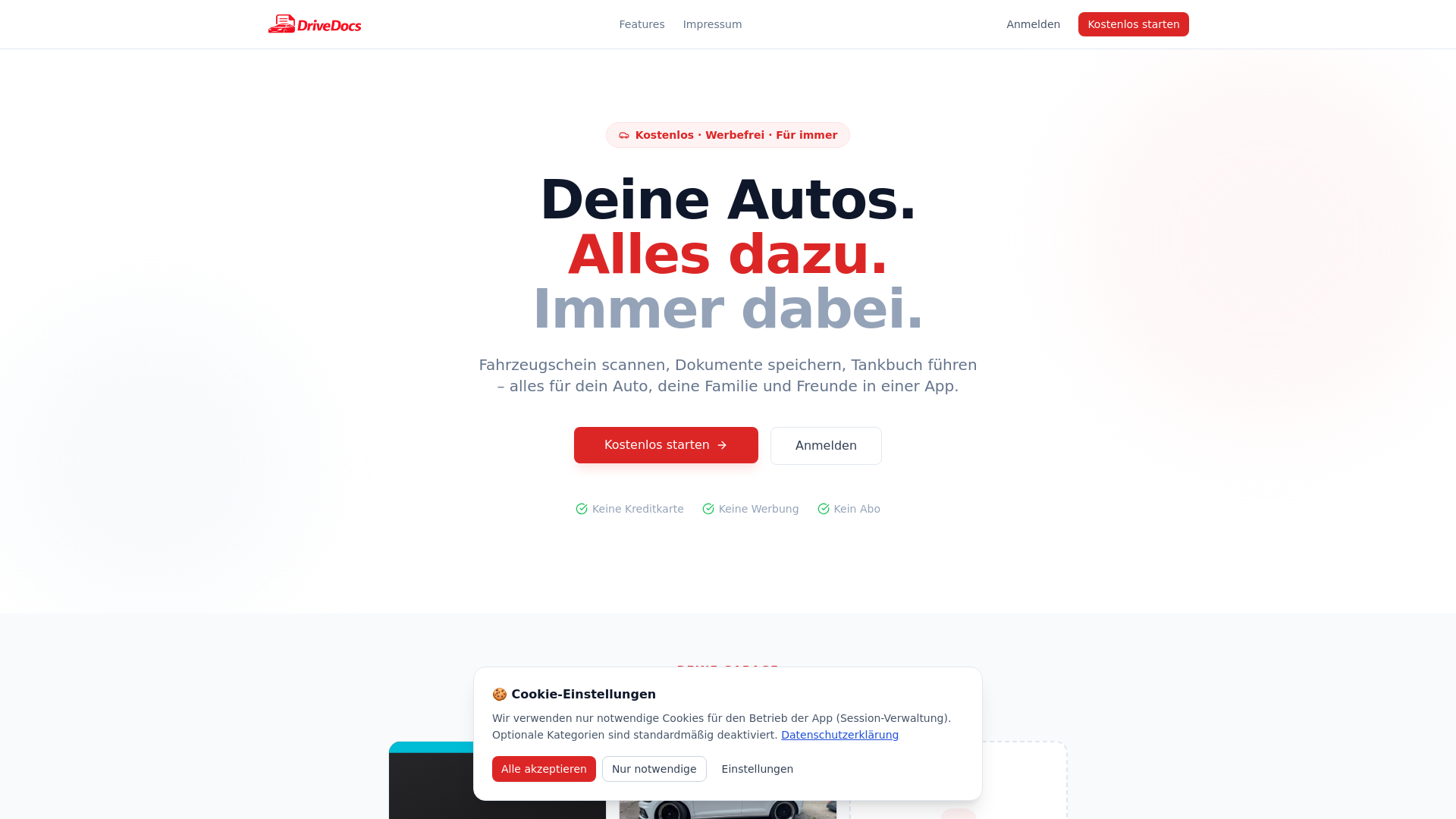 website screenshot of https://drivedocs.eu/