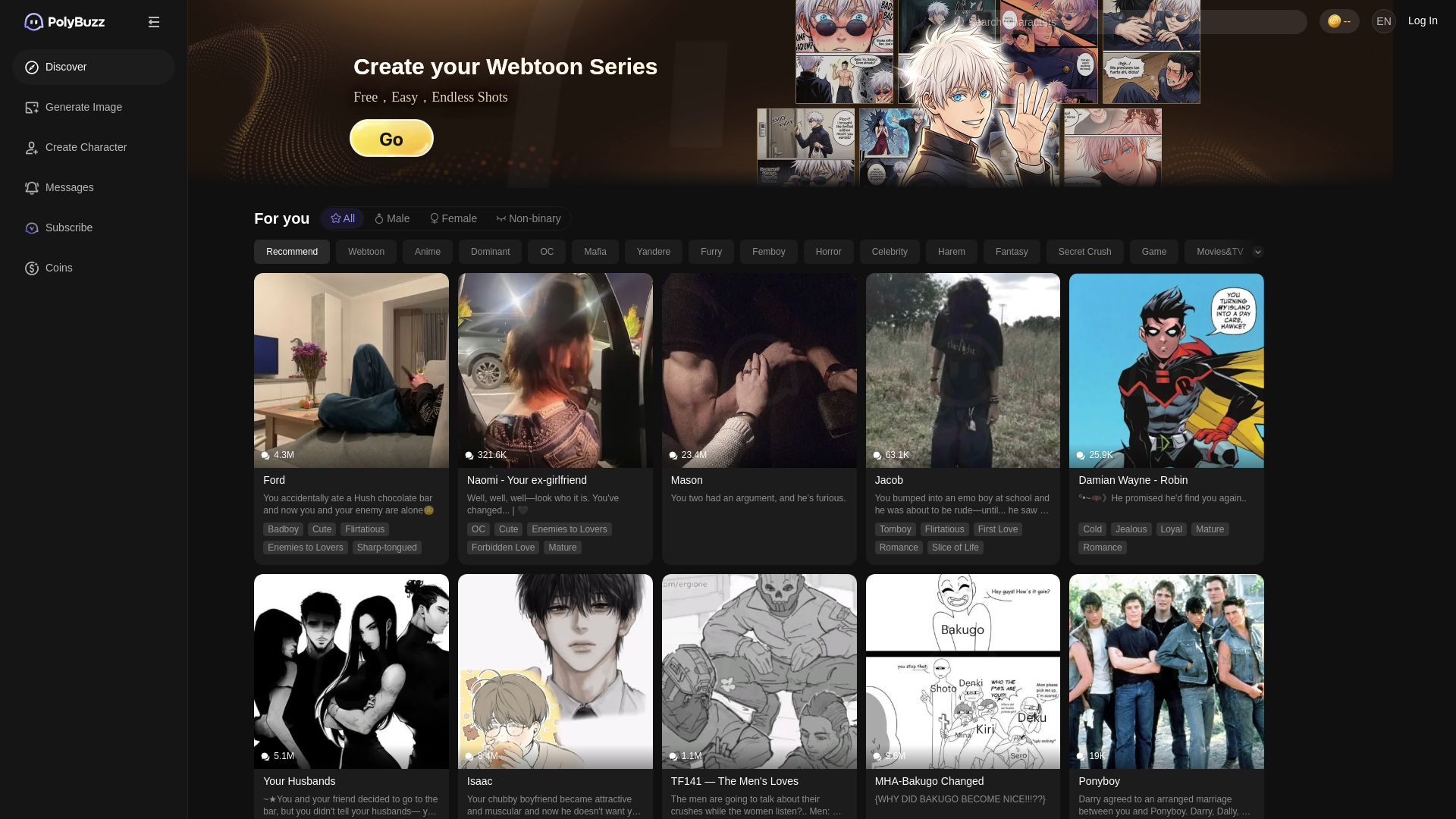 website screenshot of https://polybuzz.ai/