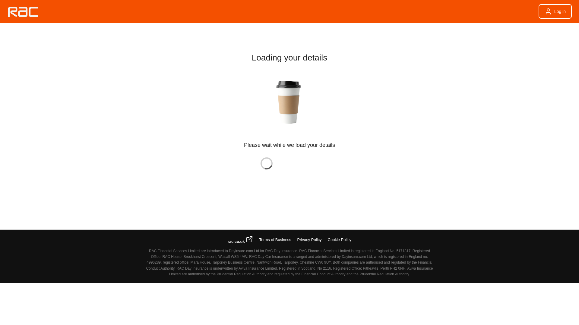 website screenshot of https://racdayinsure.co.uk/