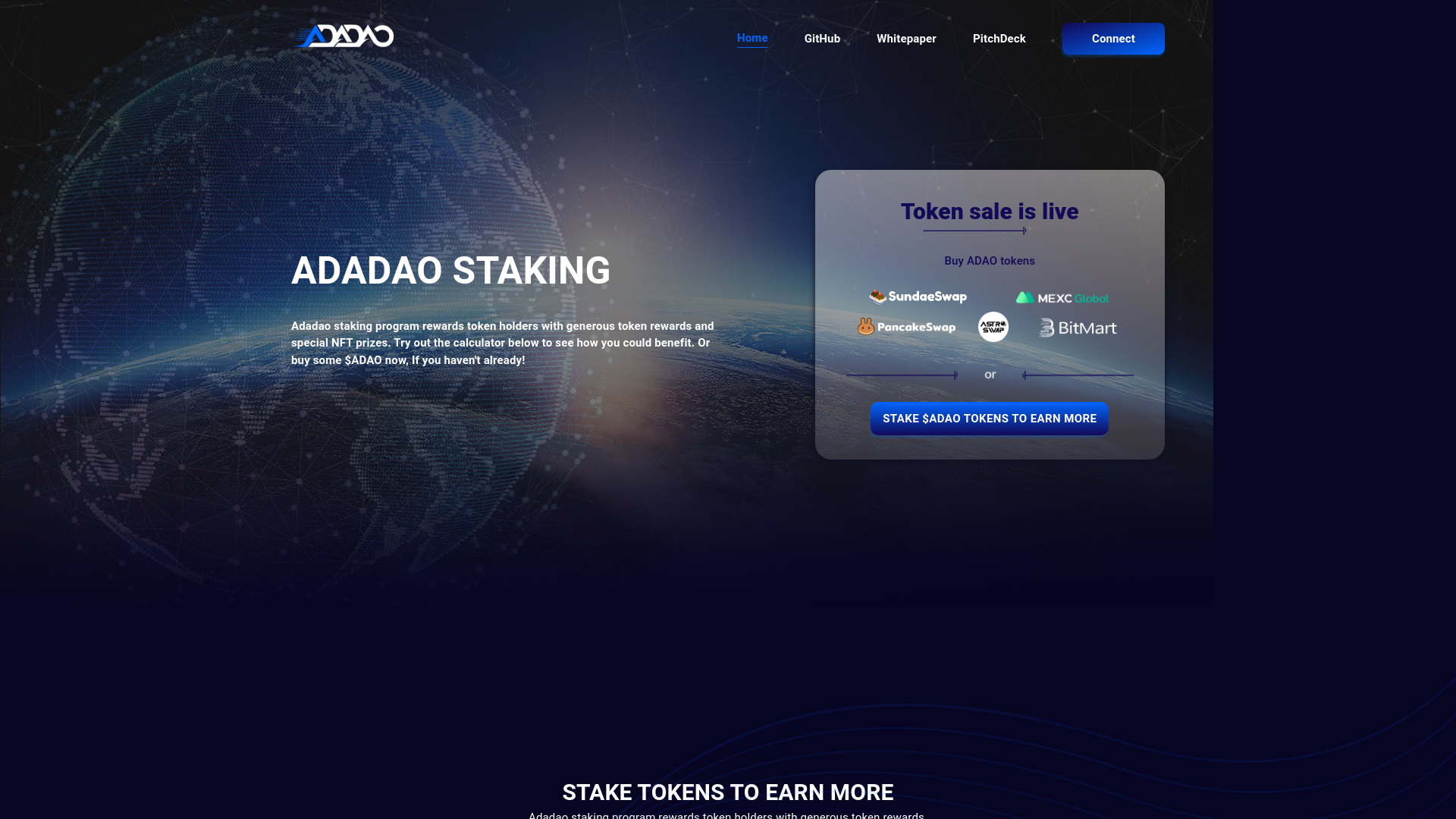 website screenshot of https://adadao-staking.firebaseapp.com/