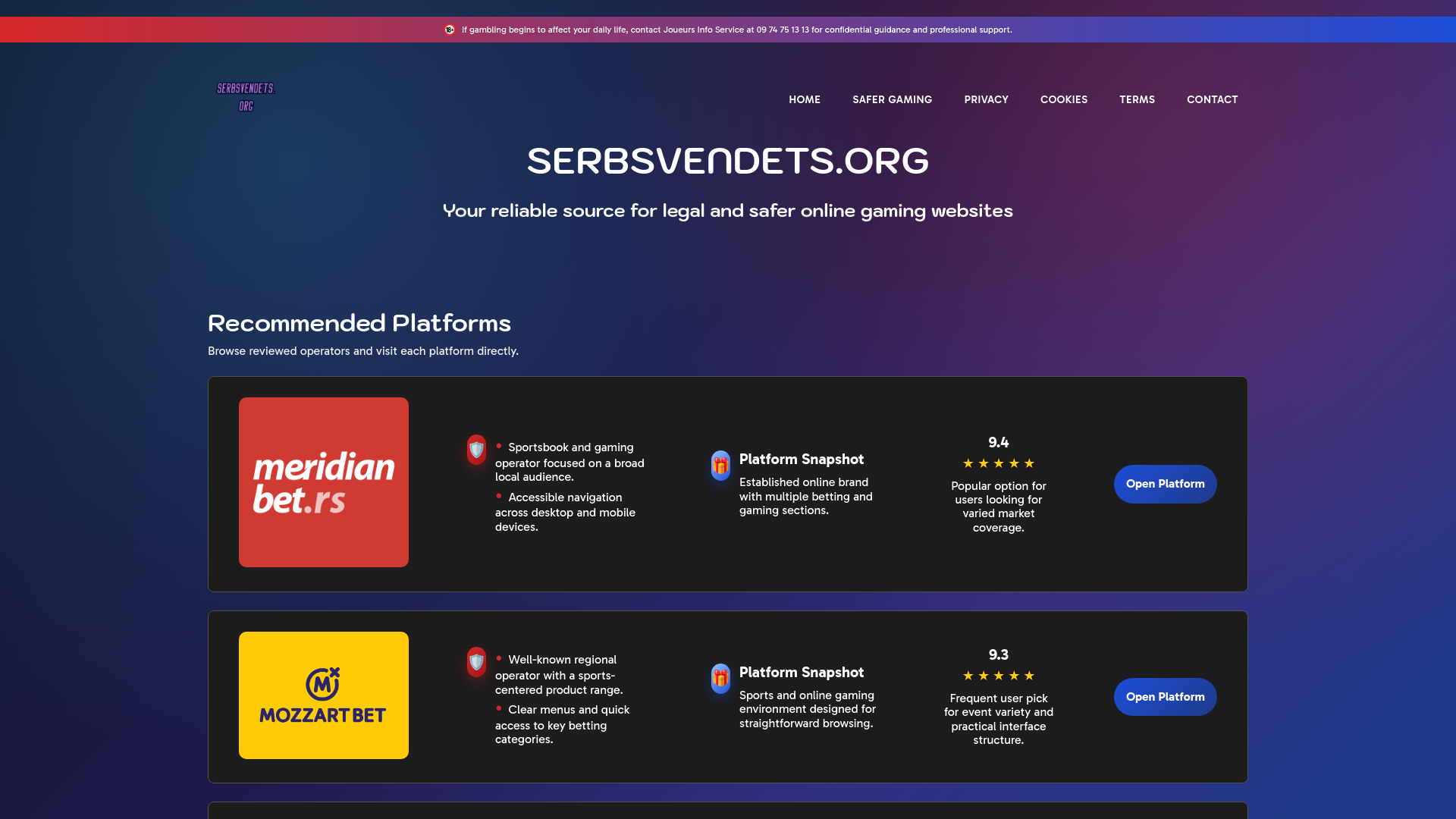 website screenshot of https://serbsvendets.org