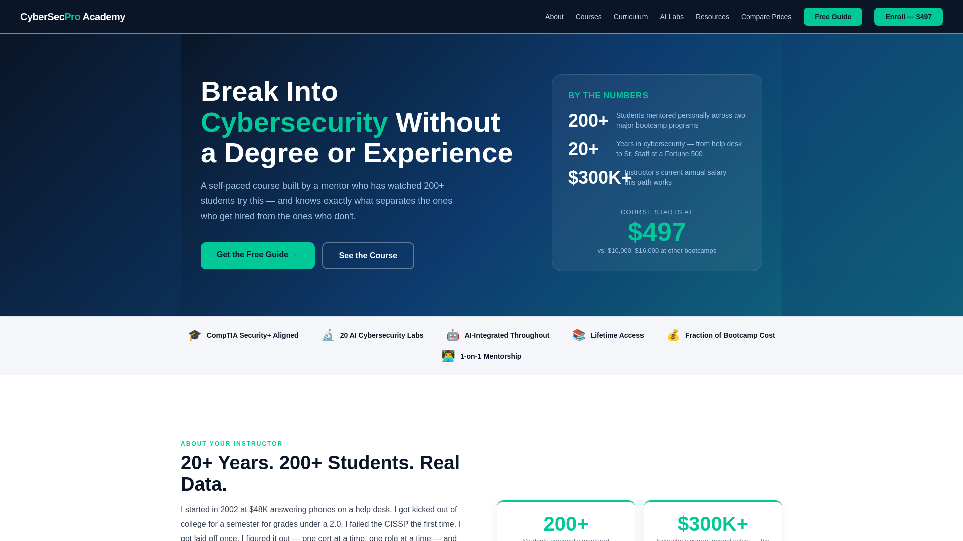 website screenshot of https://cybersecproacademy.org/