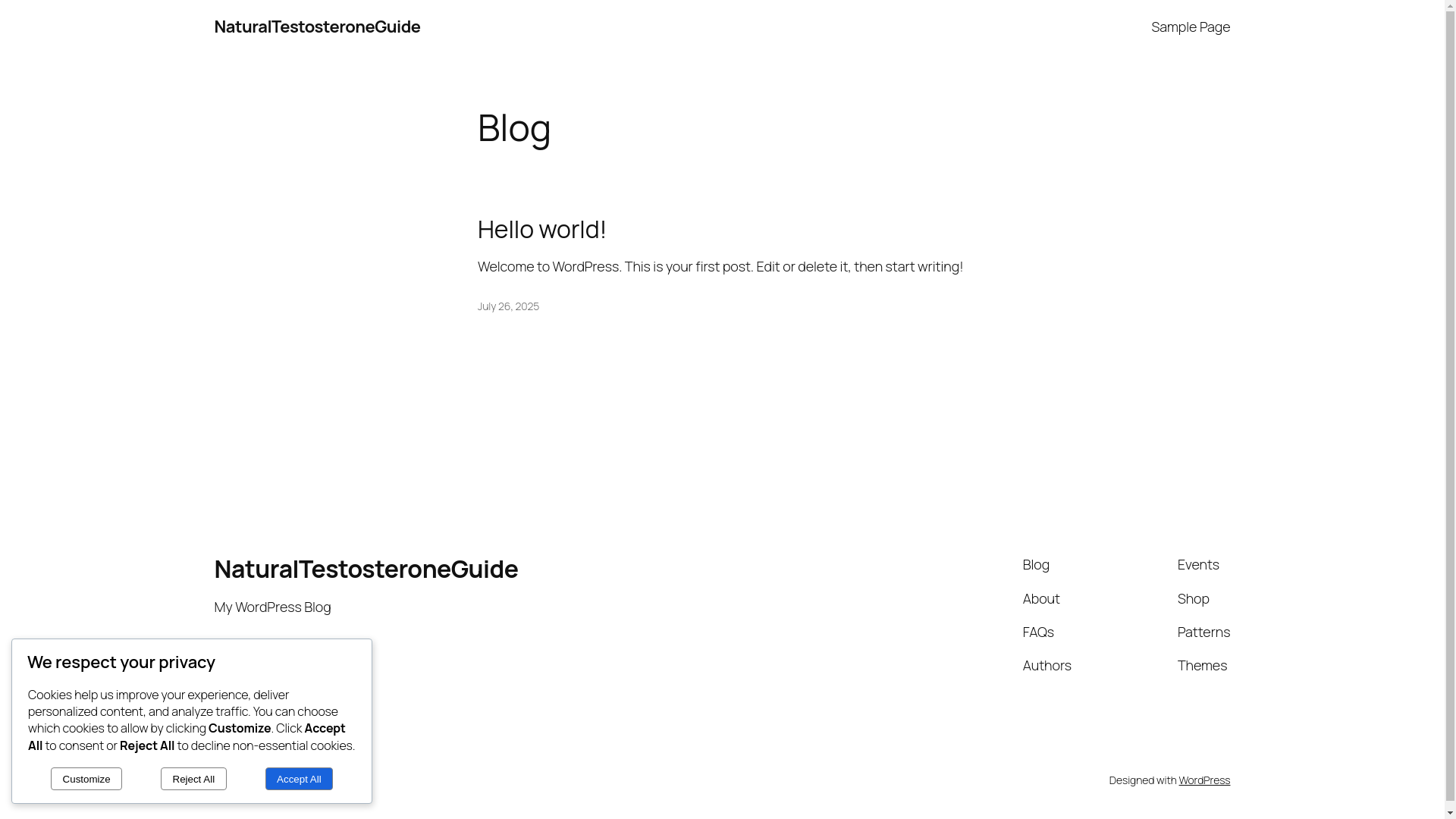 website screenshot of https://naturaltestosteroneguide.com/