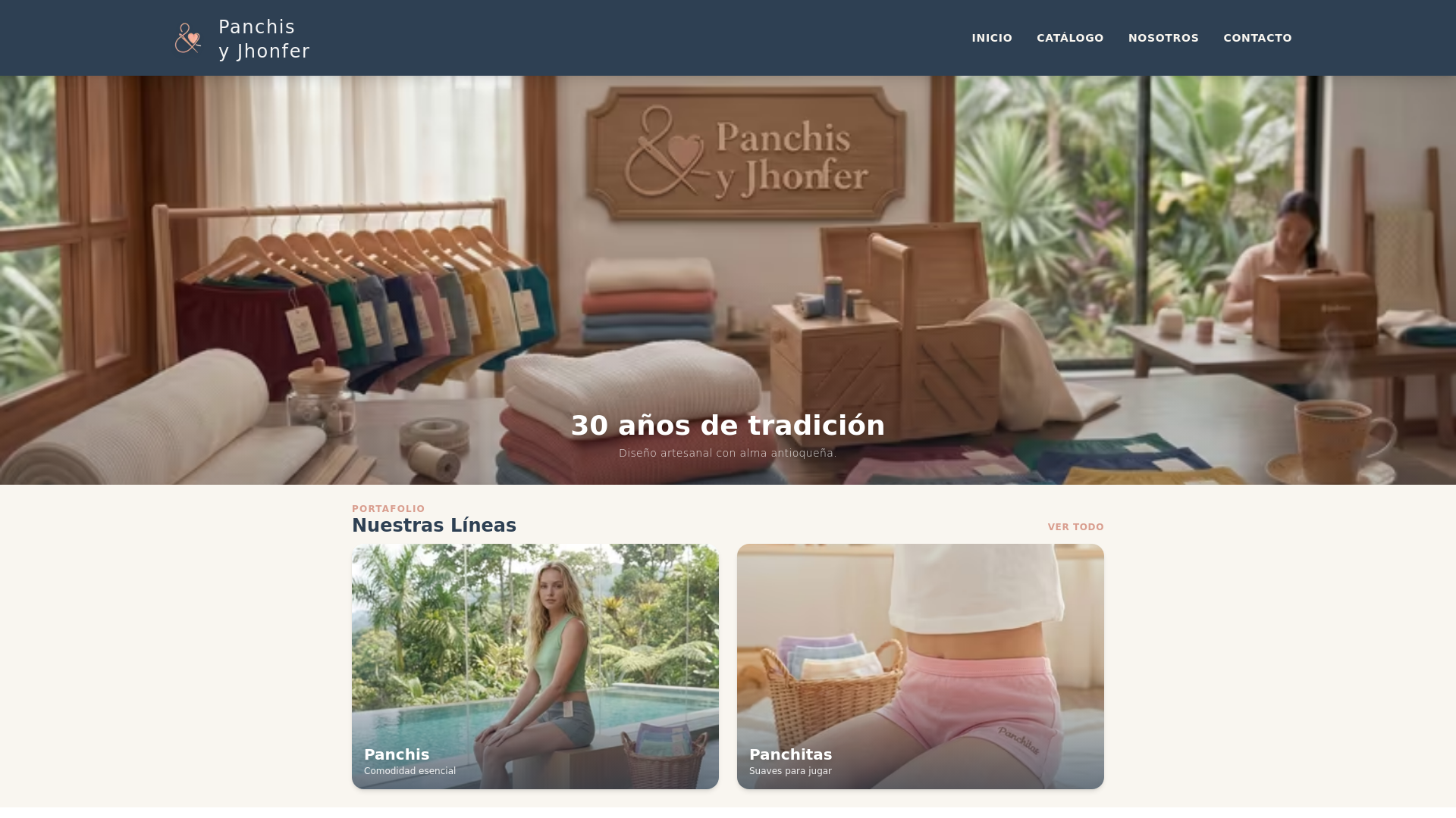 website screenshot of https://panchisyjhonfer.com.co/