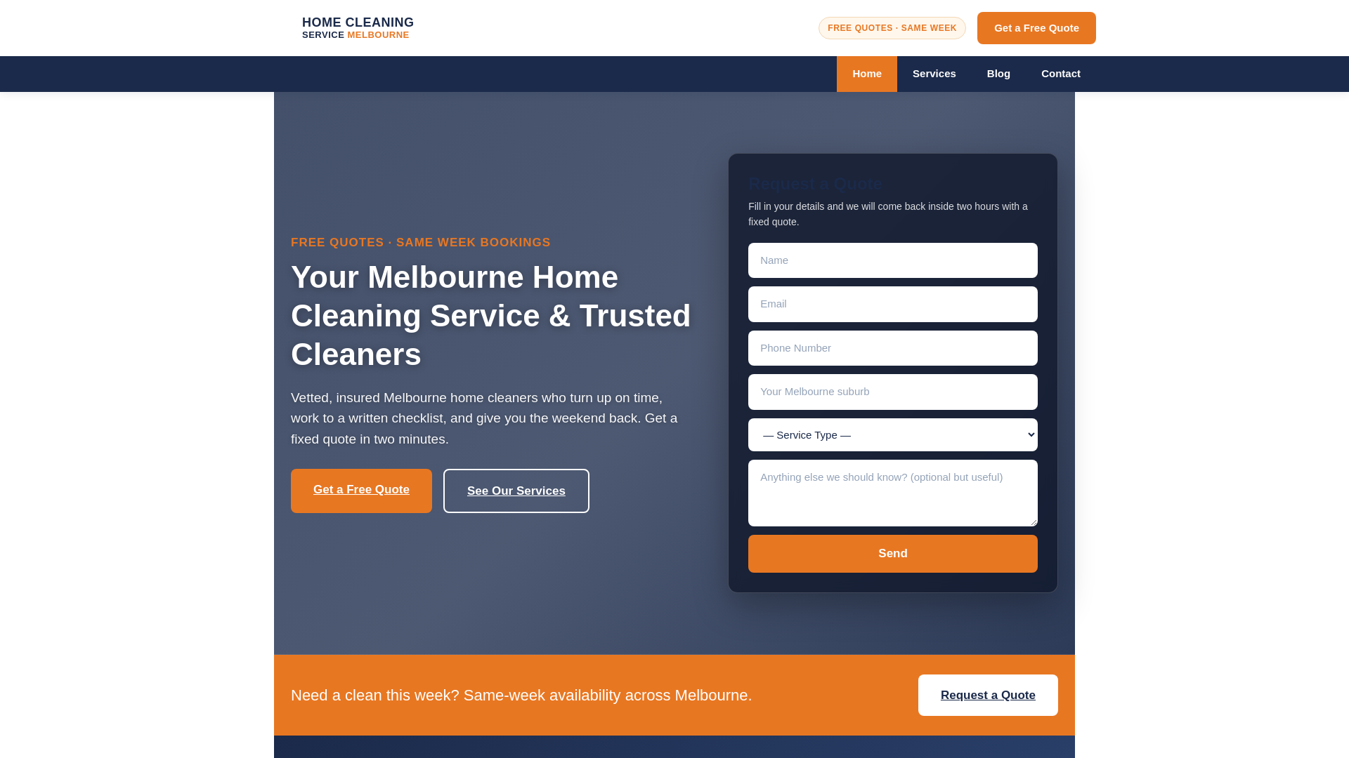 website screenshot of https://homecleaningservicemelbourne.com.au/