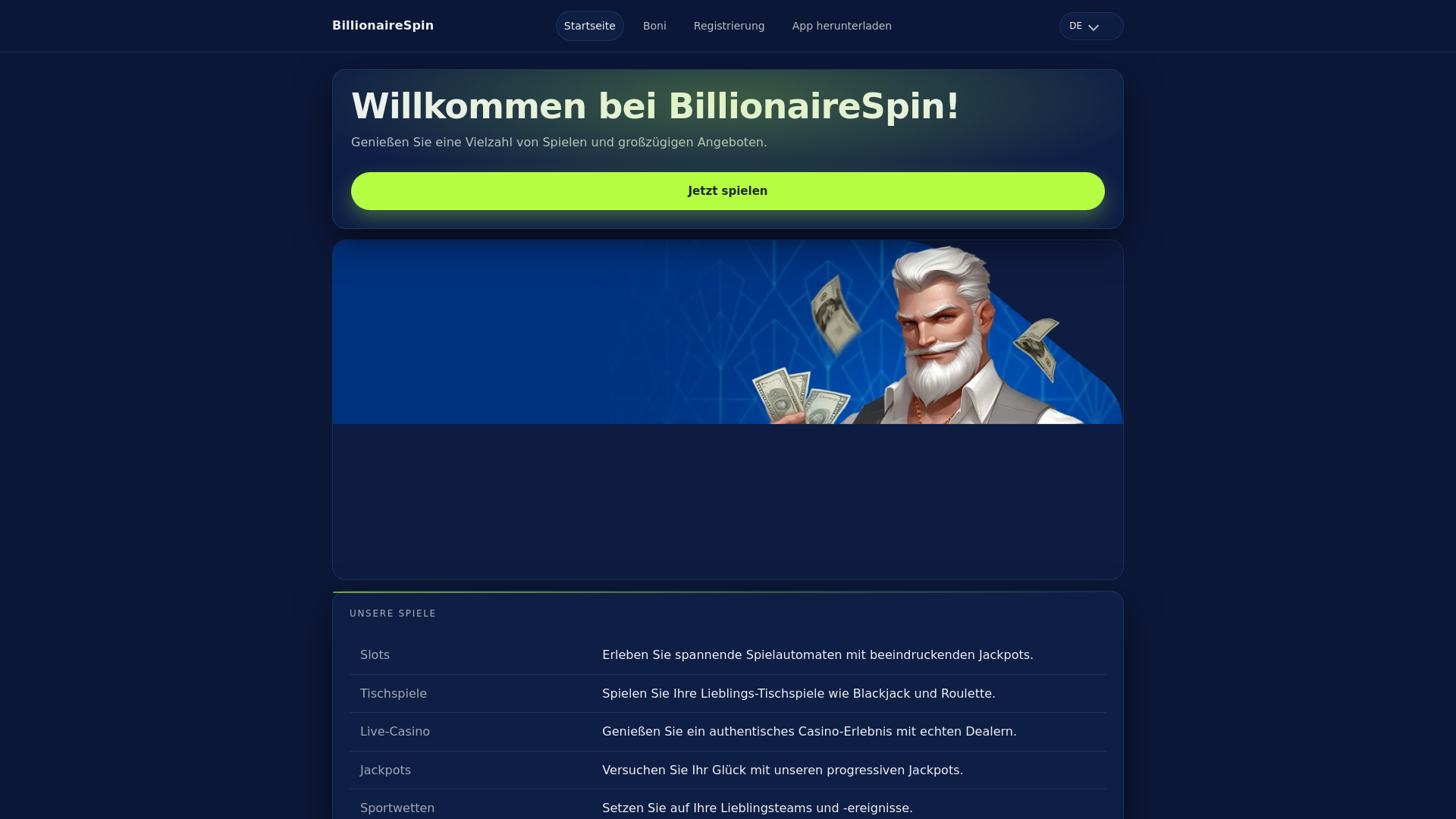 website screenshot of https://billionairespin.today/