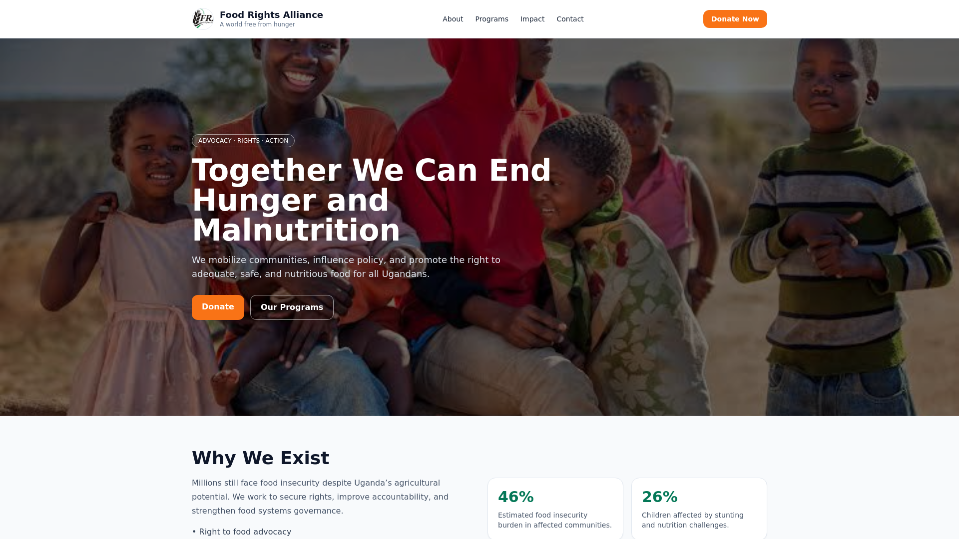 website screenshot of https://fra-charitee-uganda.pages.dev/