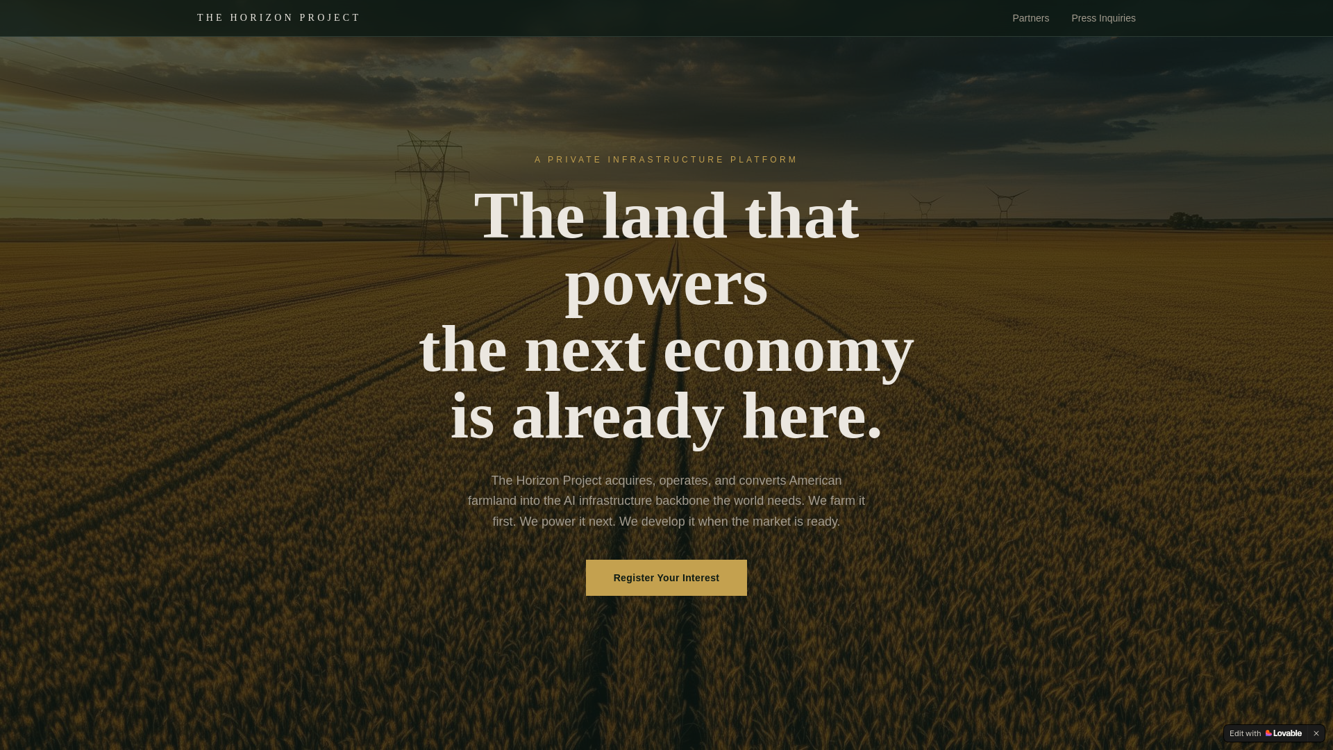 website screenshot of https://whatisthehorizonproject.com/