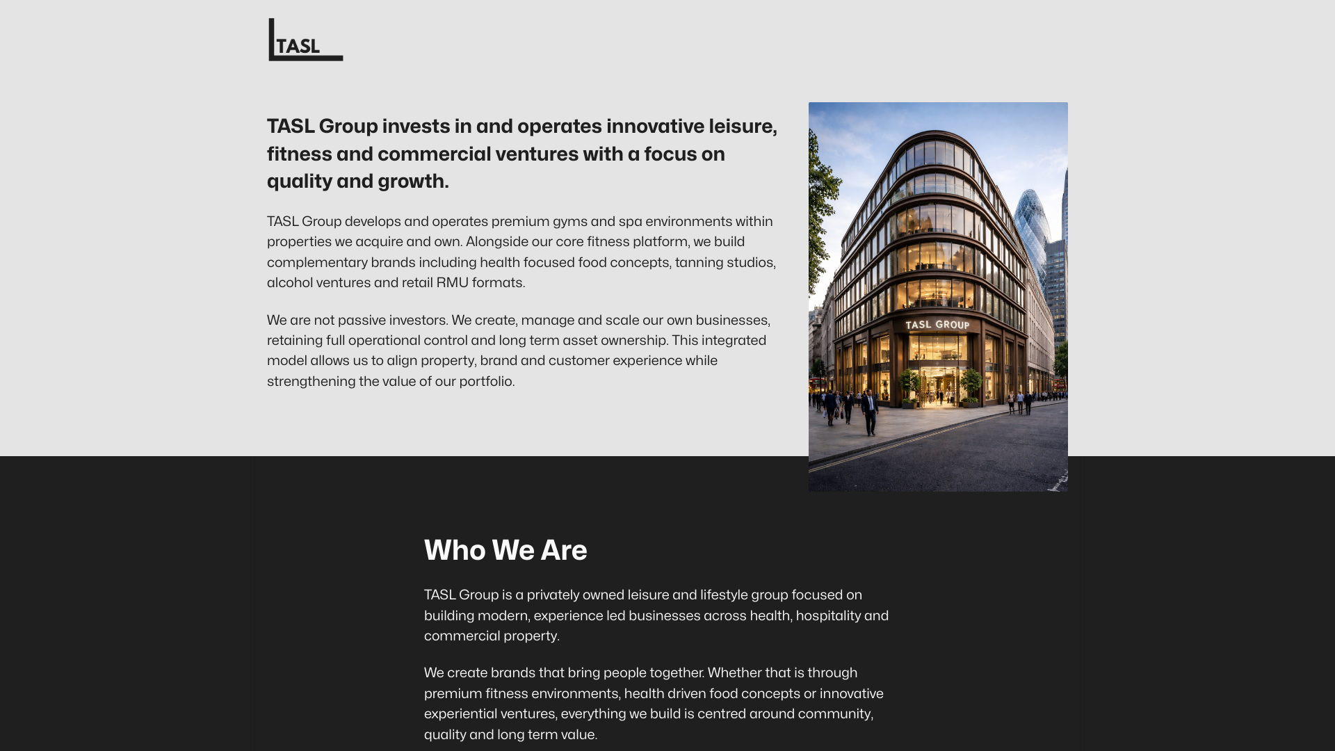 website screenshot of https://tasl-group.com