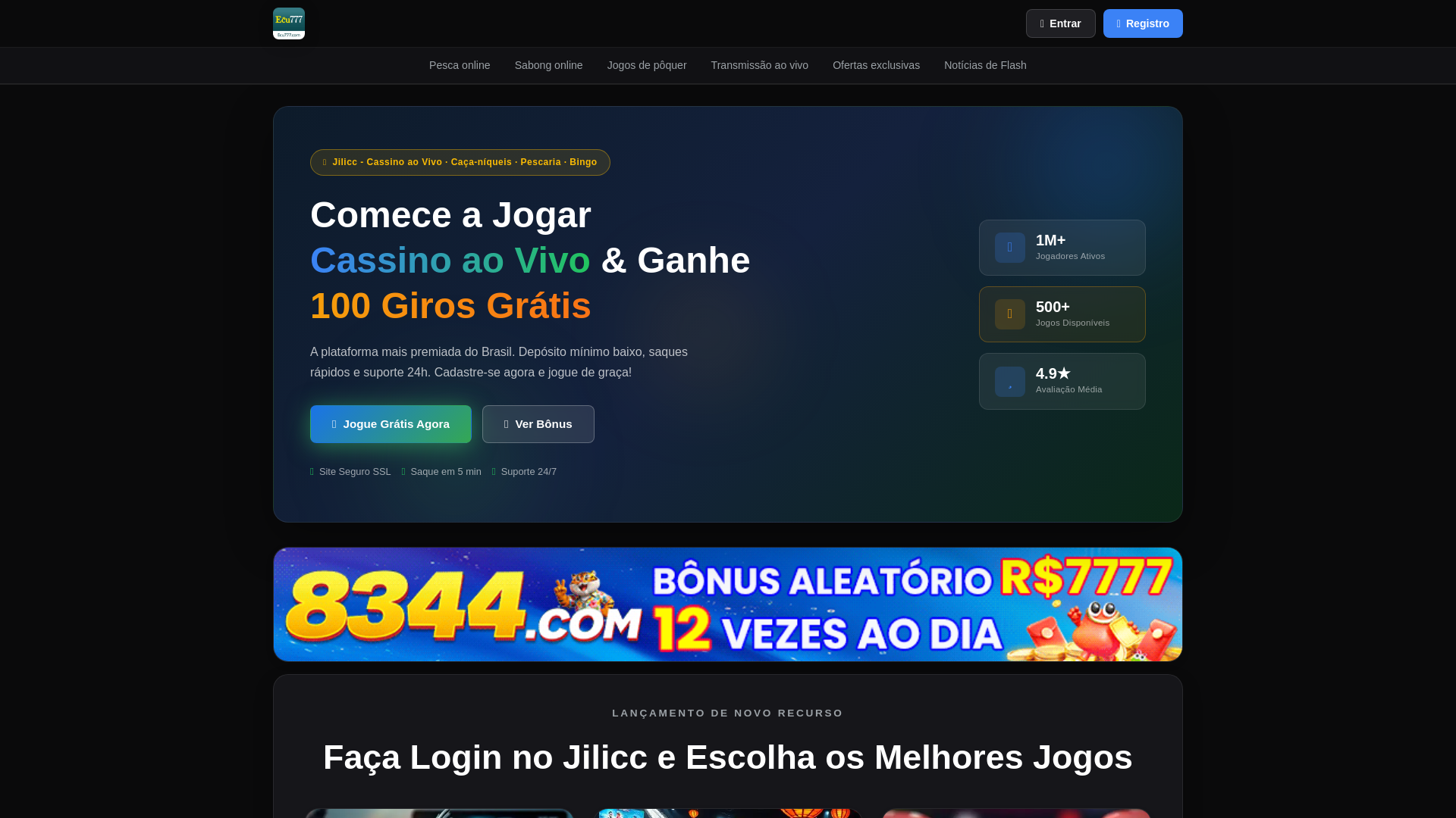 website screenshot of https://ecu777bet.com