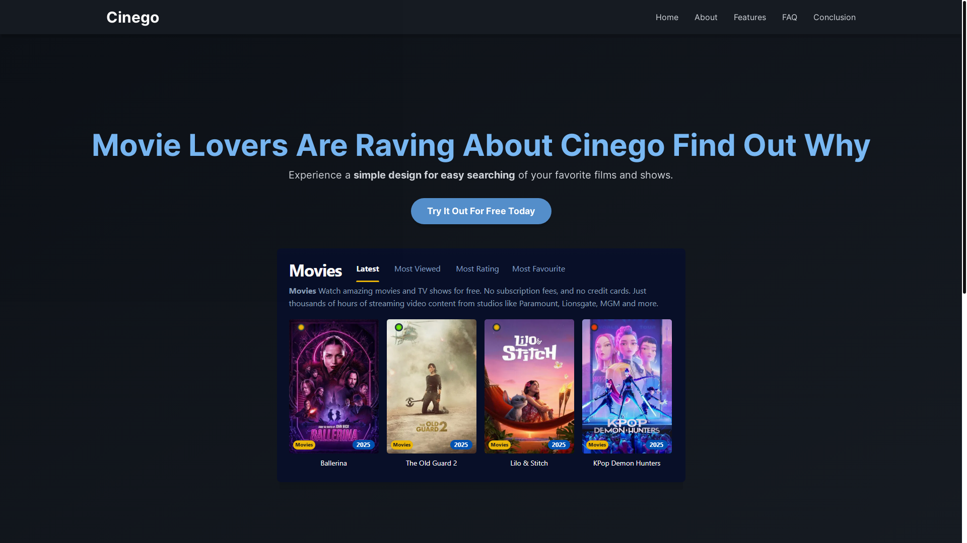 website screenshot of https://cinego-8jhw.pages.dev/