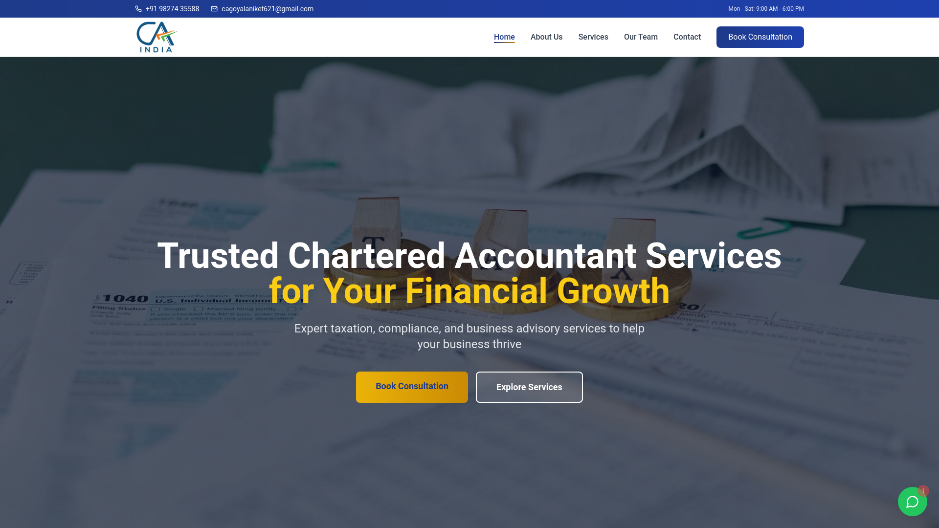 website screenshot of https://goyalaniketandassociates.in