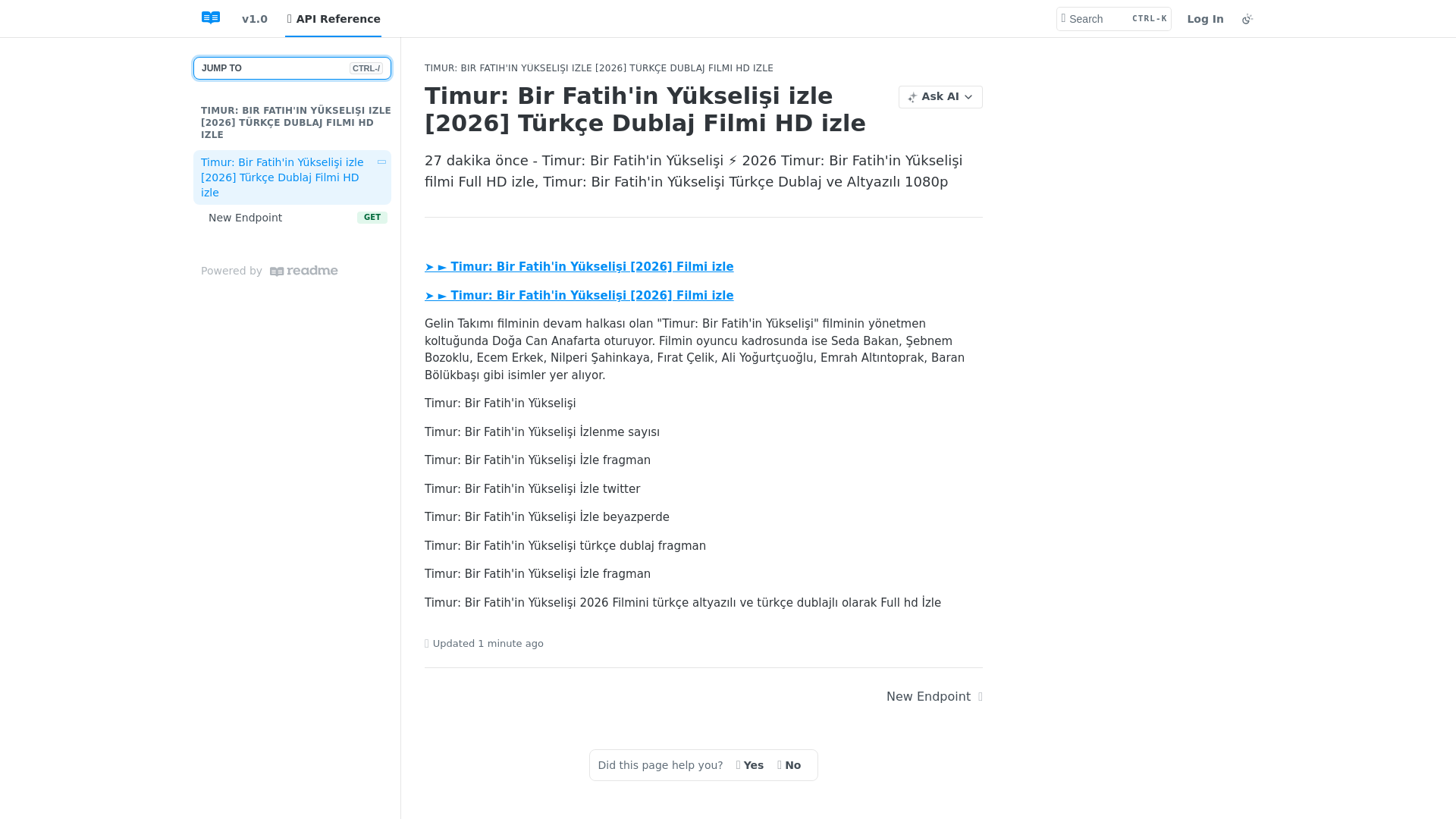 website screenshot of https://timurbirfatihinyukselisi.readme.io/reference/timurbirfatihinyukselisiizle