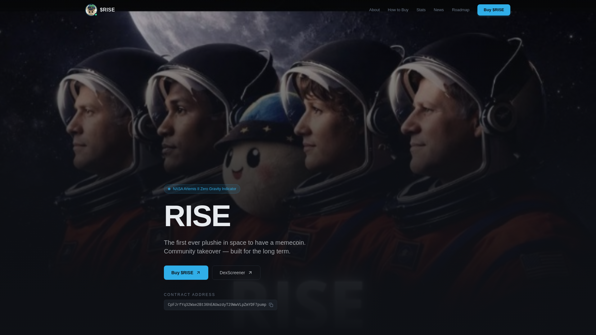 website screenshot of https://therisemascot.com/