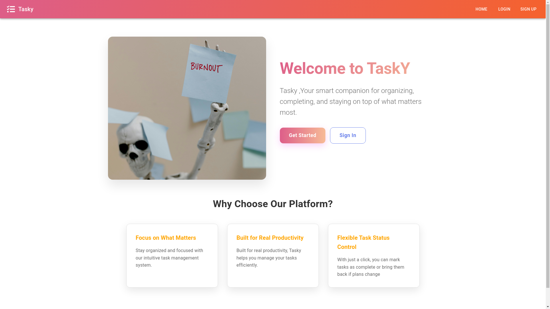 website screenshot of https://tasky-frontend.pages.dev/