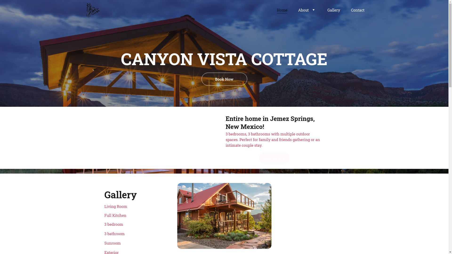 website screenshot of https://jemezvistacottage.com/