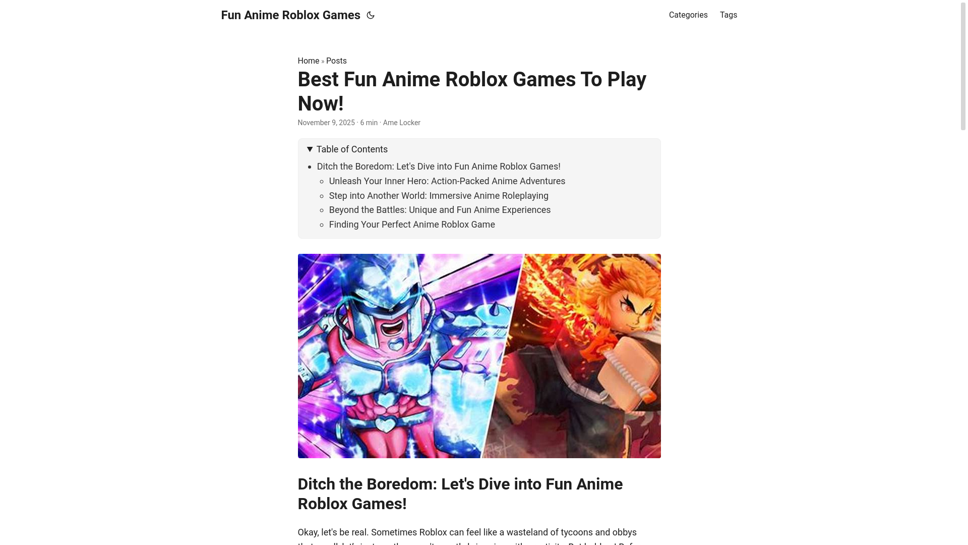 website screenshot of https://fun-anime-roblox-games.pages.dev/