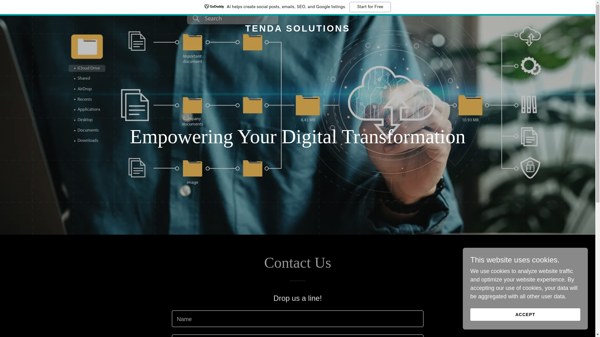 website screenshot of https://tendaisolutions.com/