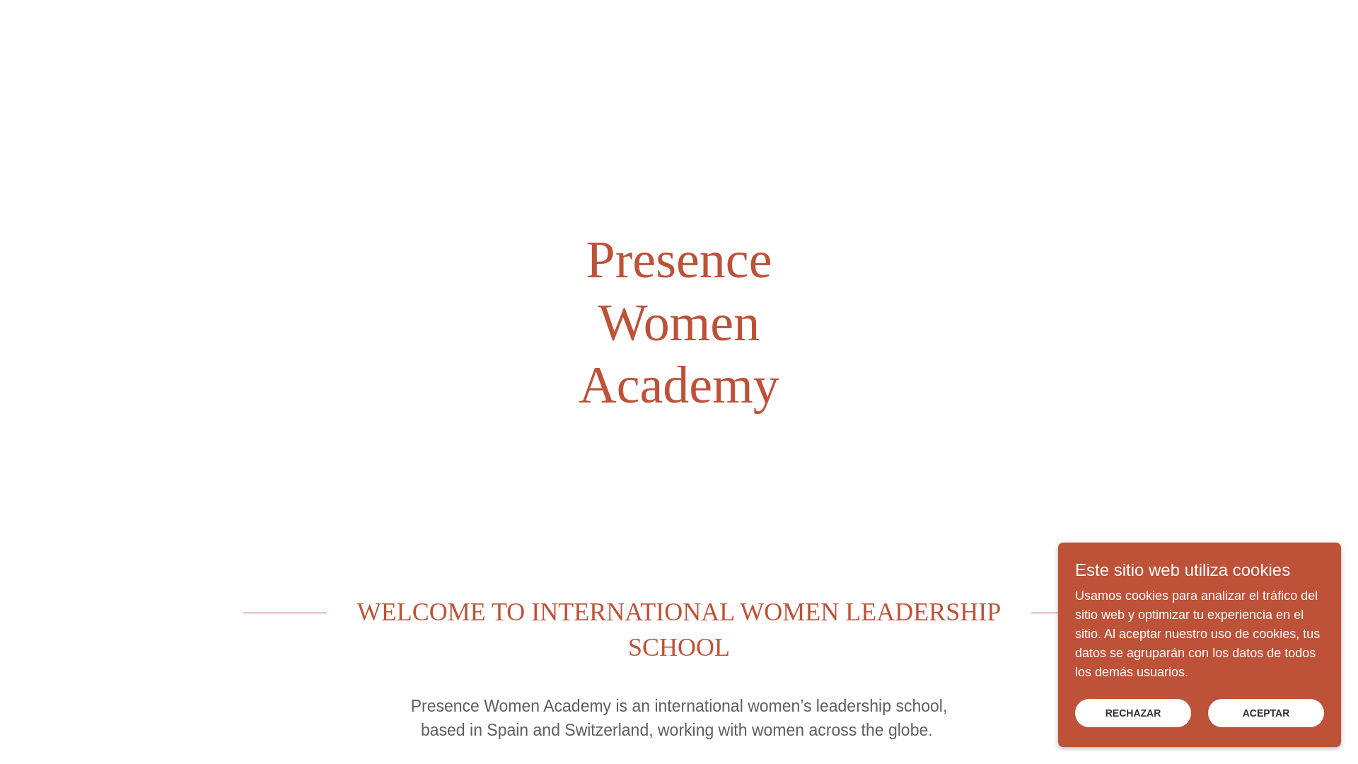 website screenshot of https://presencewomenacademy.com/