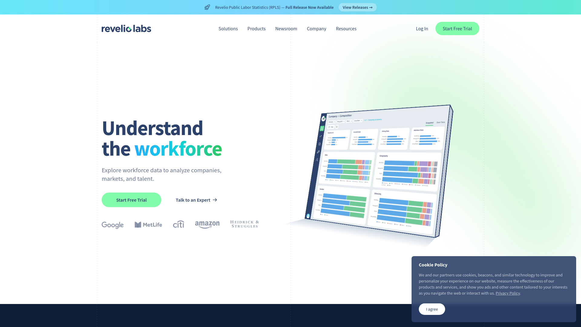 website screenshot of https://revelio.link/