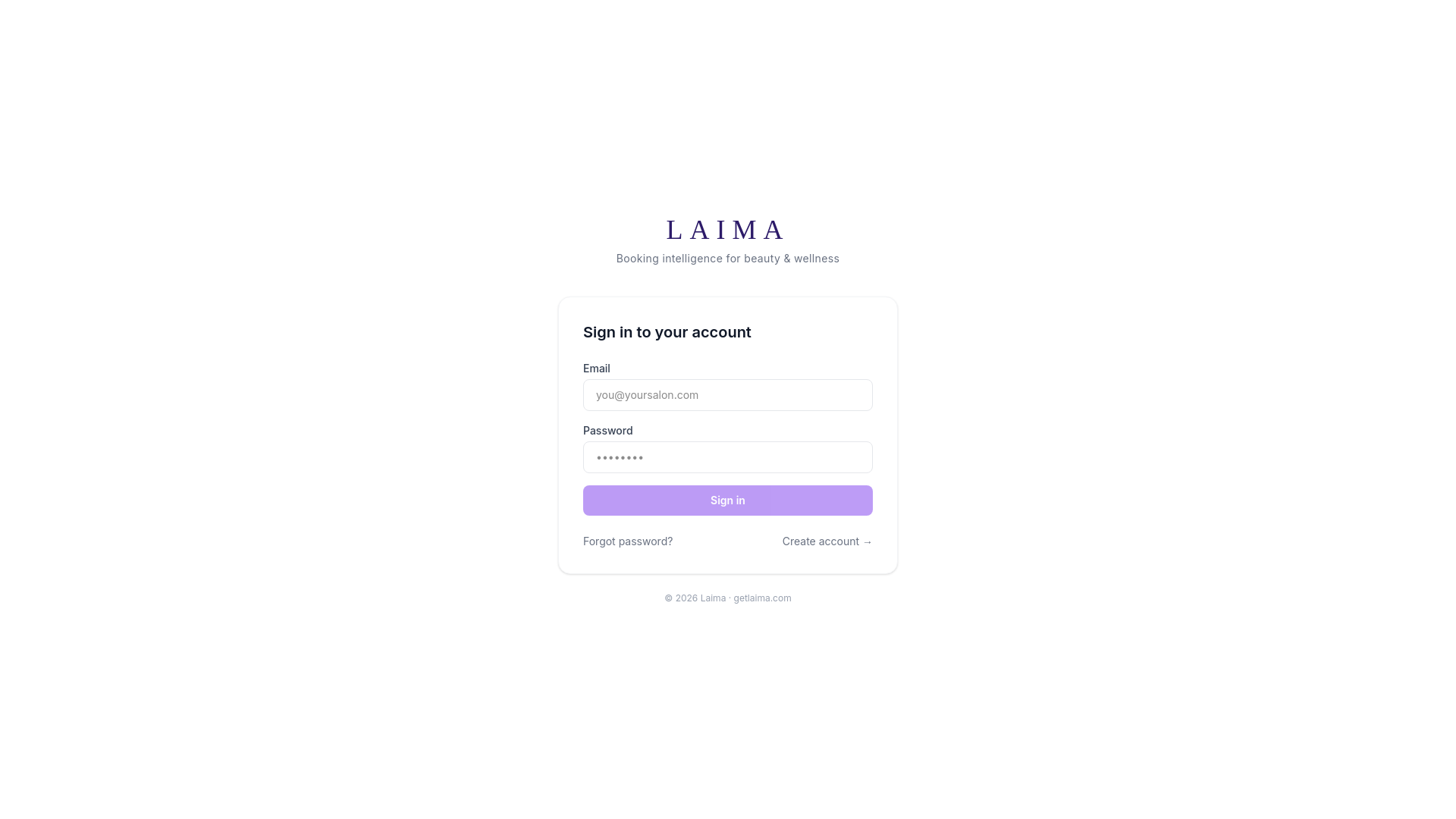 website screenshot of https://getlaima.com/