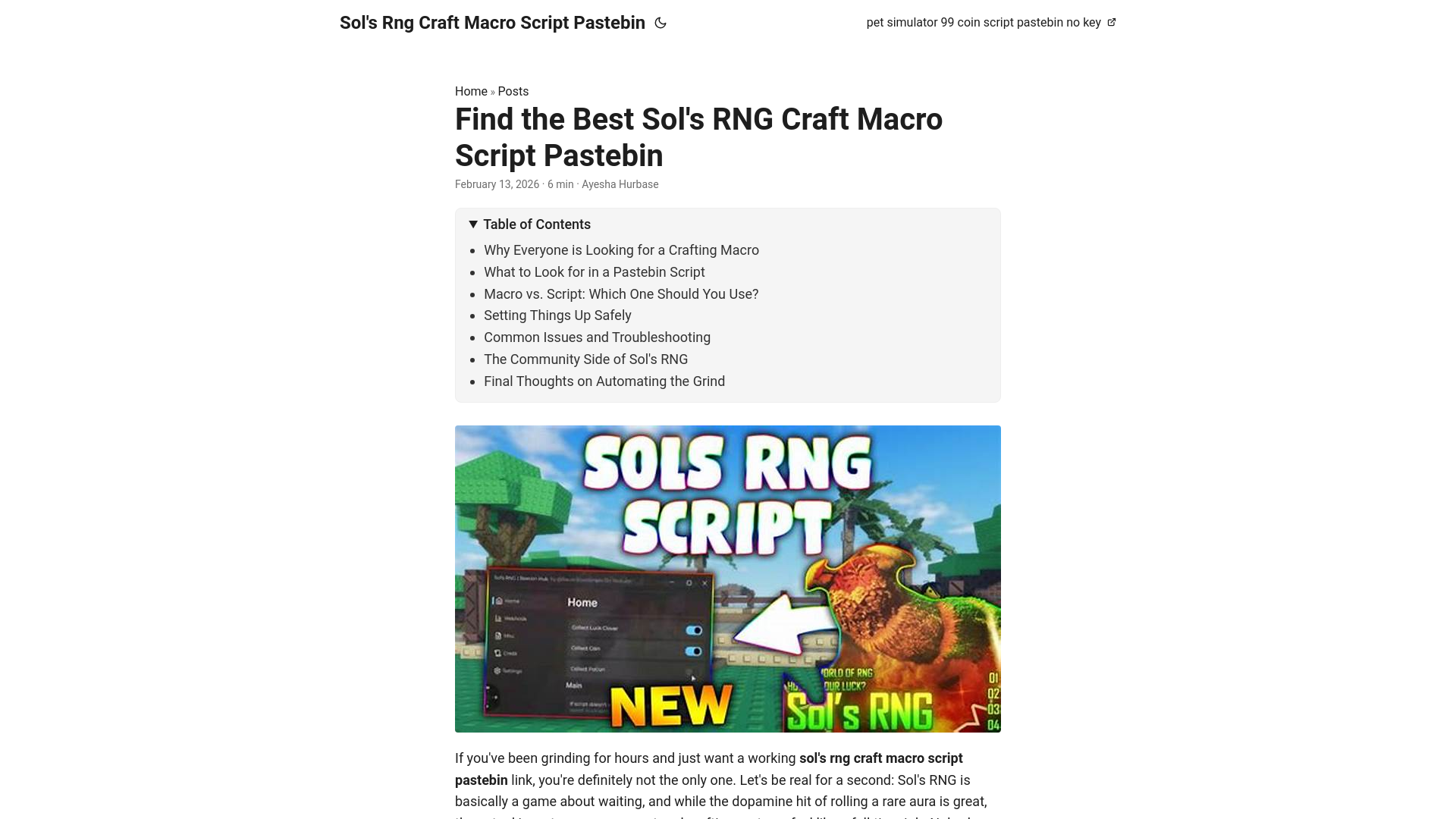 website screenshot of https://sols-rng-craft-macro-script-pastebin.pages.dev/