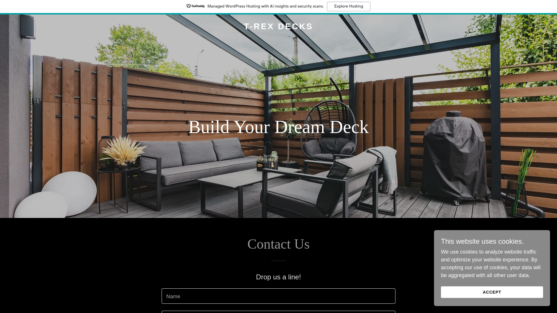 website screenshot of https://t-rexdecks.com/