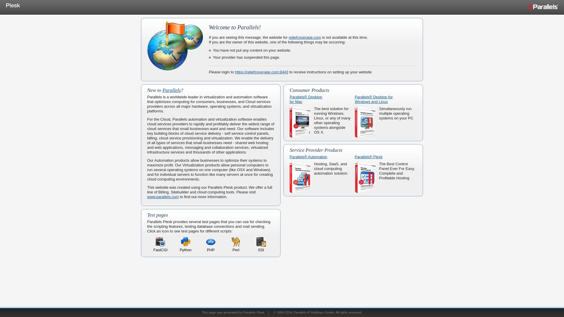 website screenshot of https://reliefcoverage.com/