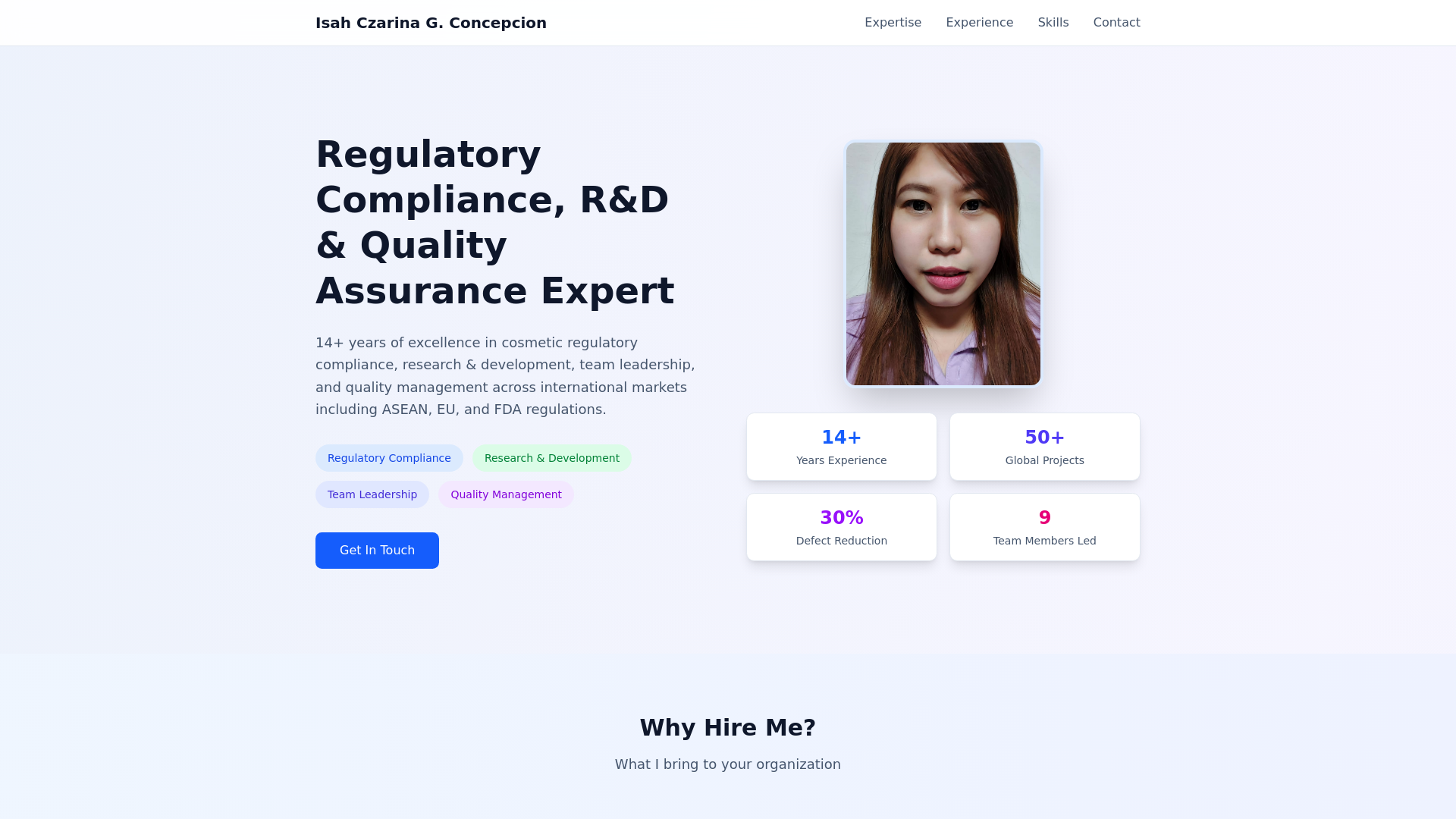 website screenshot of https://isahczarina.com/