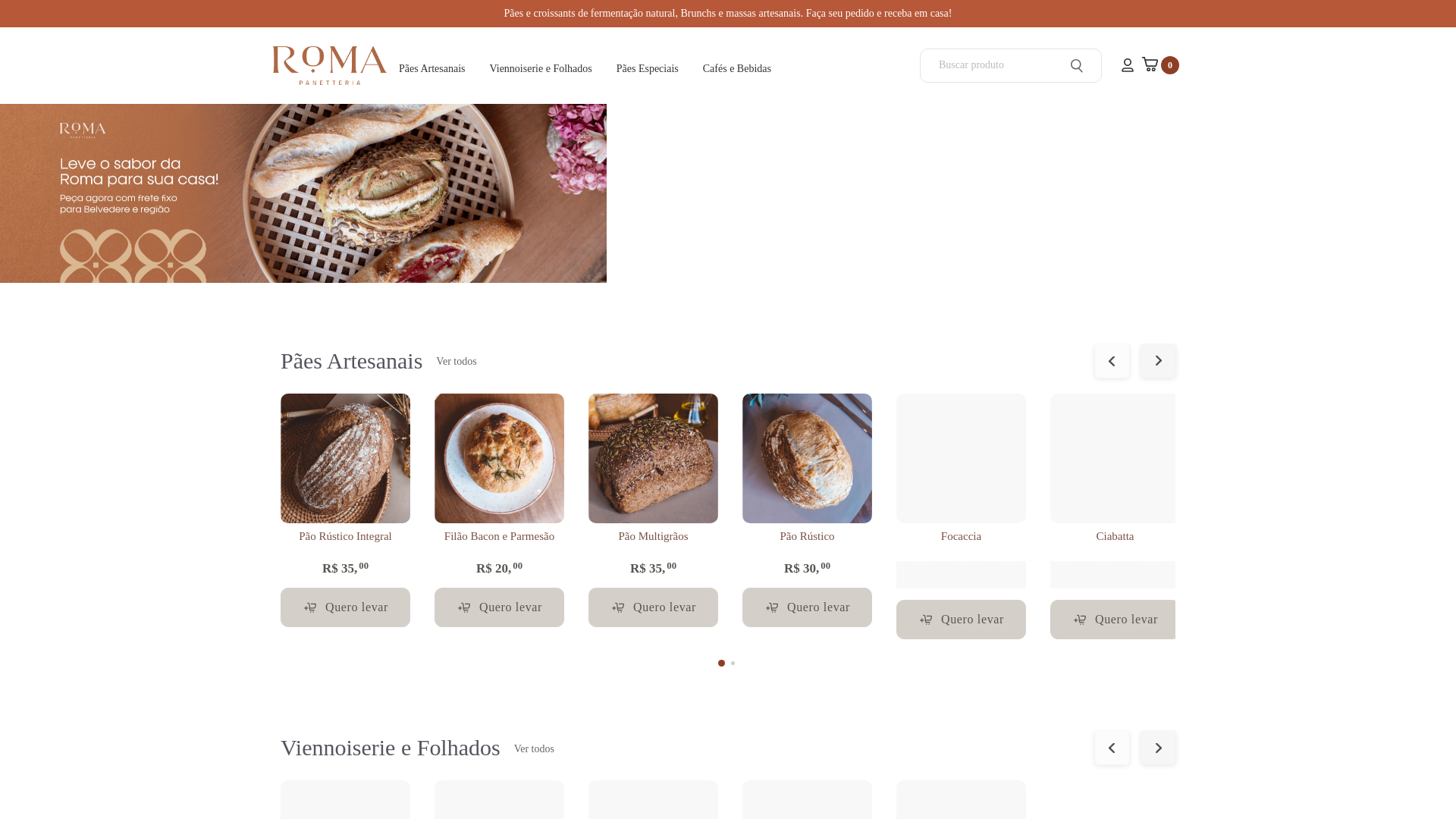 website screenshot of https://romapanetteria.com.br/