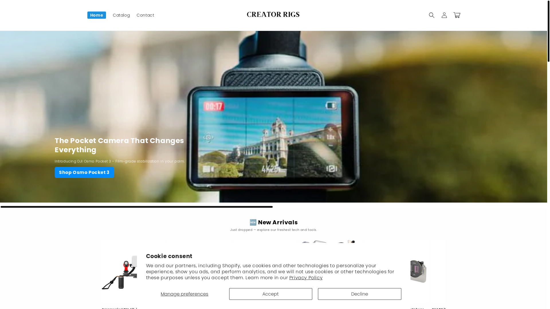 website screenshot of https://creatorrigs.com/