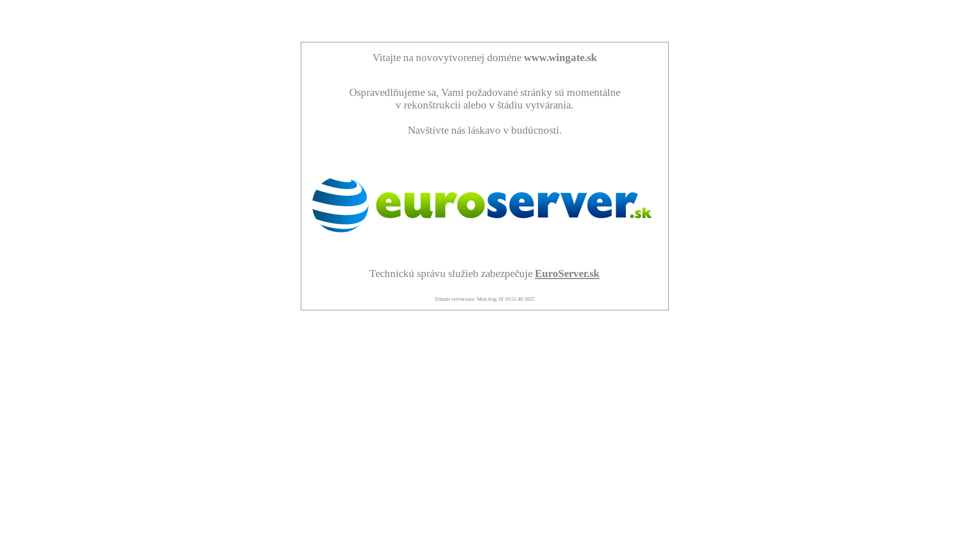 website screenshot of https://wingate.sk/