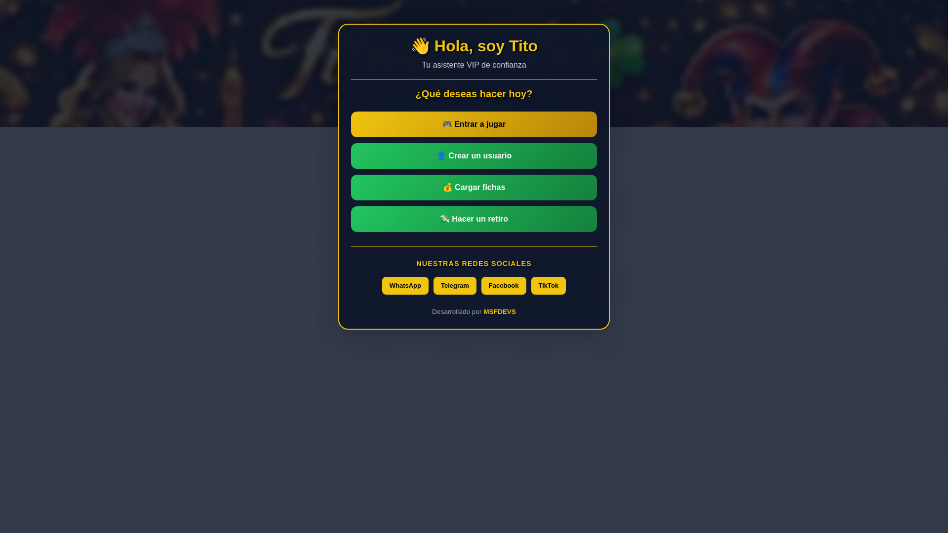 website screenshot of https://titosuerte.com